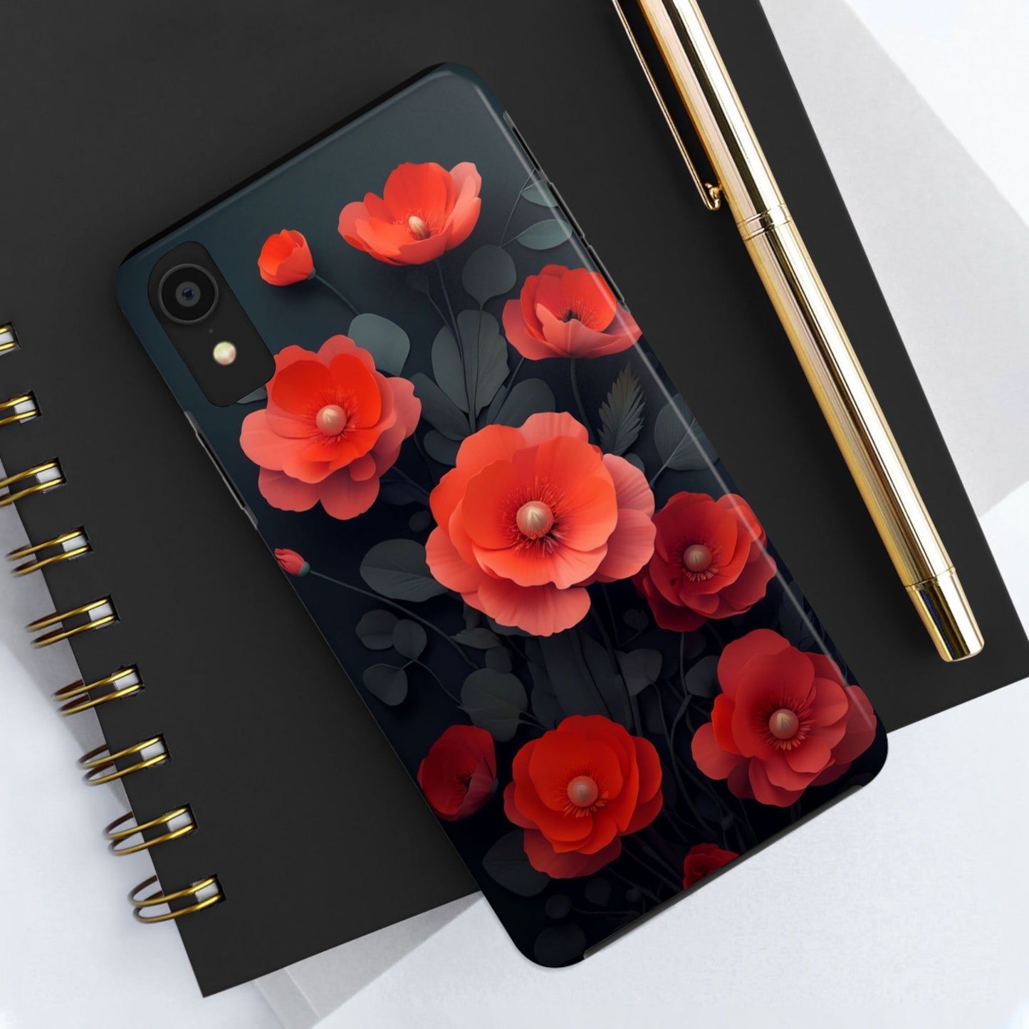 Vibrant Floral Tough Phone Case - Durable Protection with Gorgeous Red Poppies for iPhones & Androids πΊπ±
