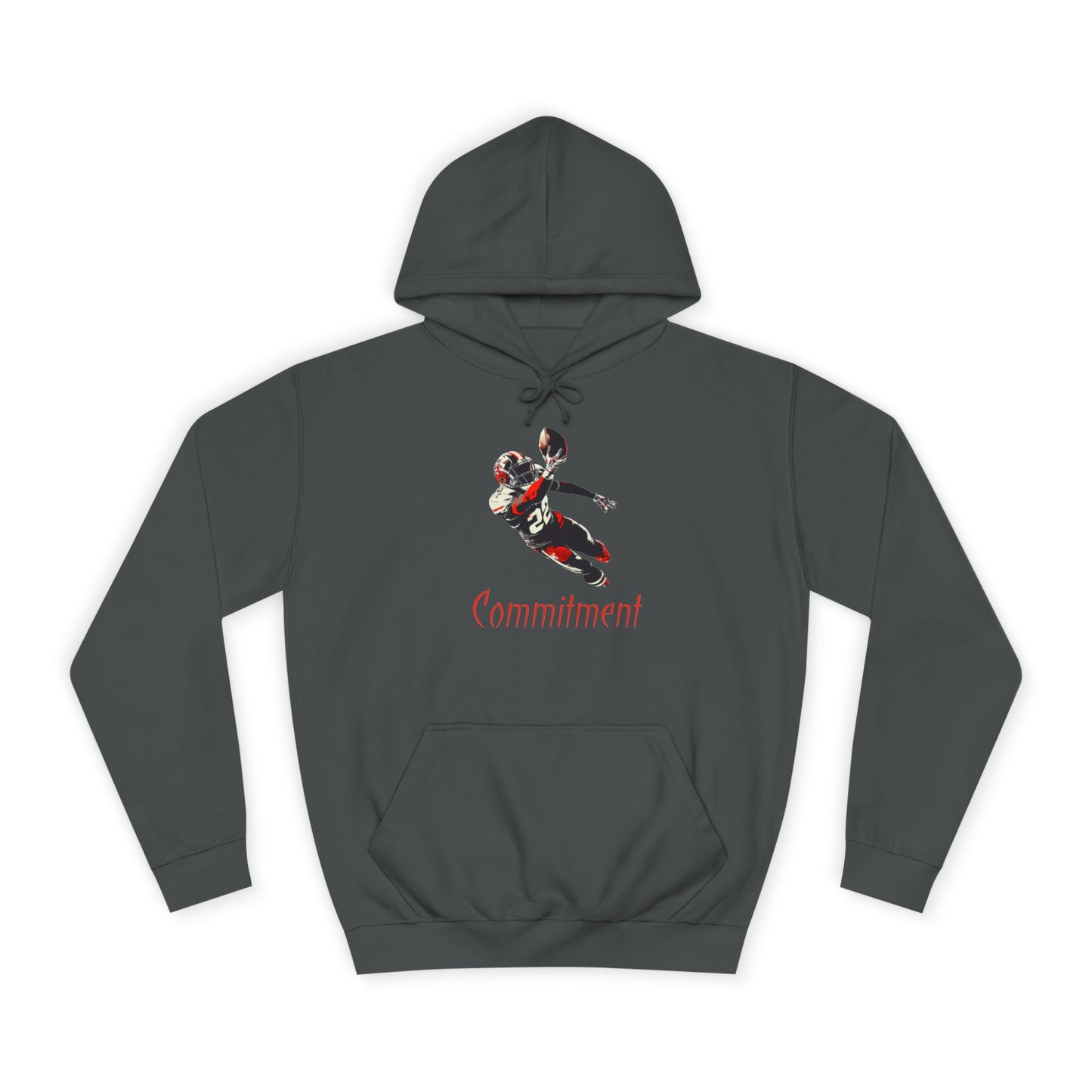 Steel Grey Men’s Game Day Football Hoodie – Commitment Athletic Sweatshirt with Drawstrings & Kangaroo Pocket