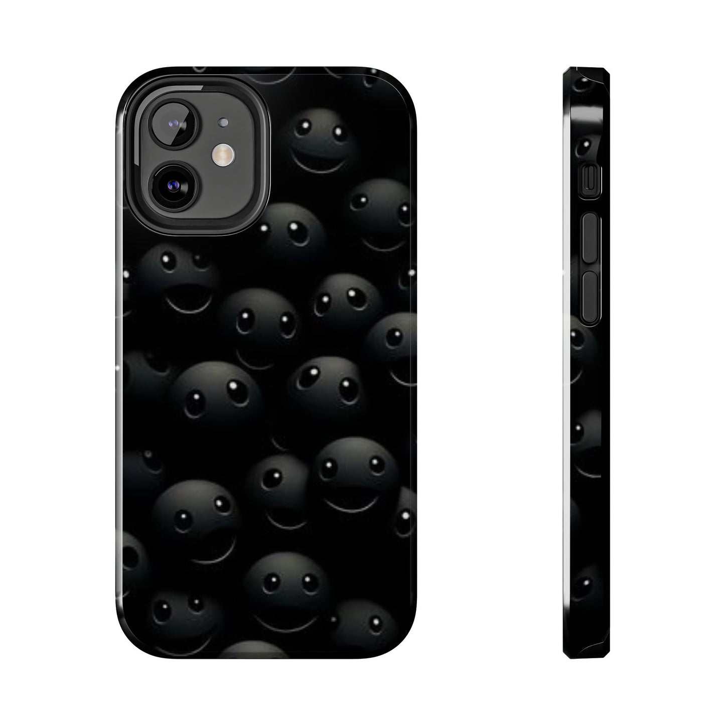 😊 Cute Smiley Face Black Tough Phone Case – Fun & Durable Protection for iPhone & Android