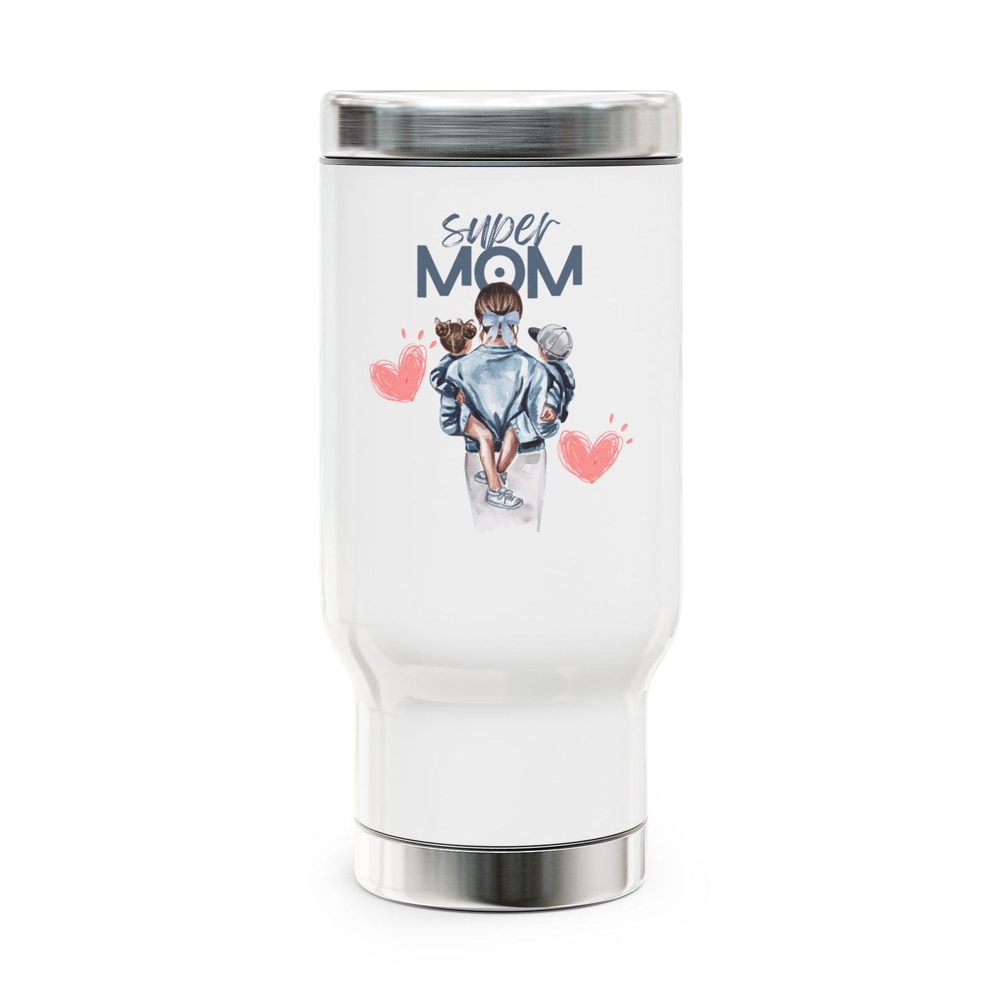 Super Mom Stainless Steel Mug - 14oz Coffee Cup with Handle | Gift for Mothers 💪☕️