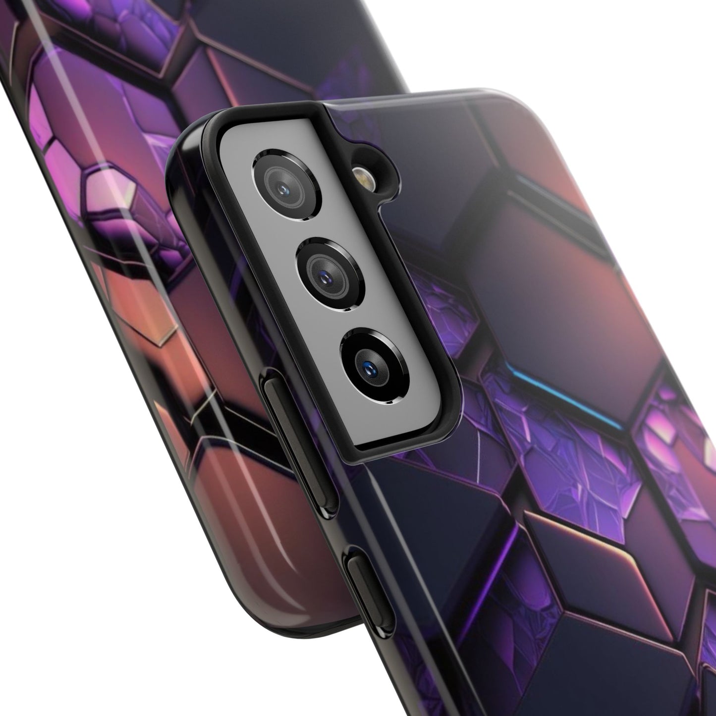 Hexagonal Tough Phone Case - Vibrant Protective Design for Tech Enthusiasts