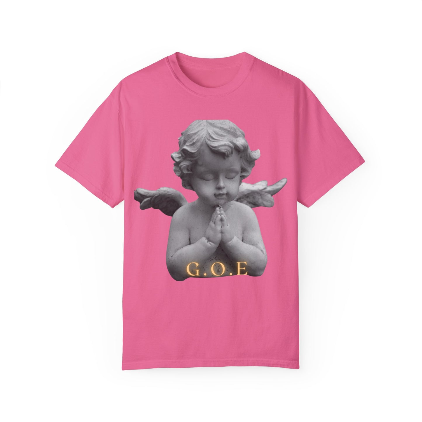 Heavenly White Men & Women T-Shirt – "G.O.E Angel" (God Over Everything) Faith-Inspired Tee