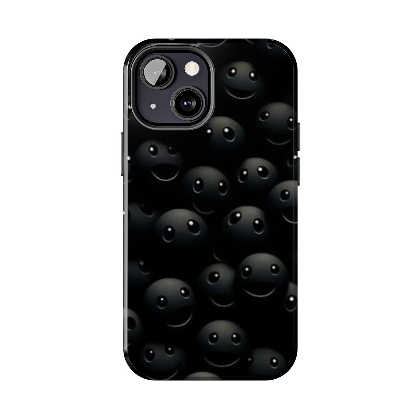 😊 Cute Smiley Face Black Tough Phone Case – Fun & Durable Protection for iPhone & Android