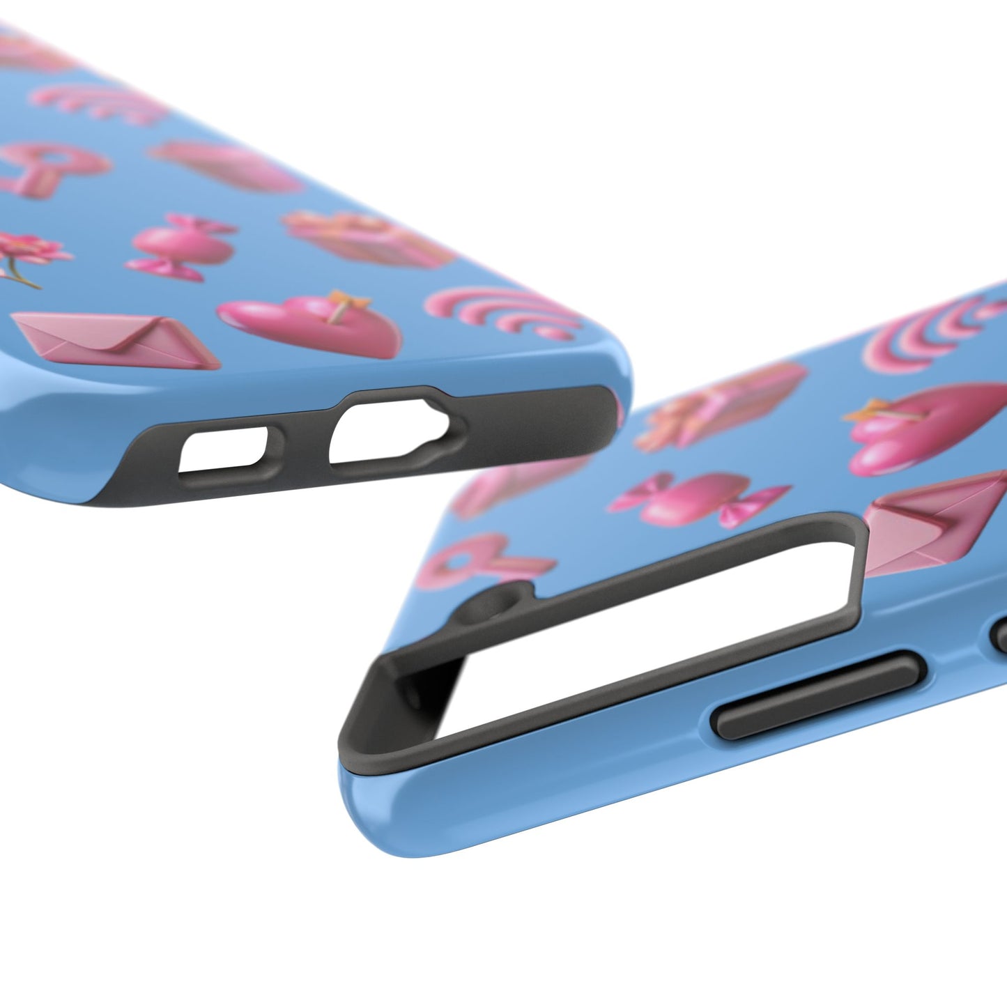 Cute and Colorful Tough Phone Case - Pink Emojis Design