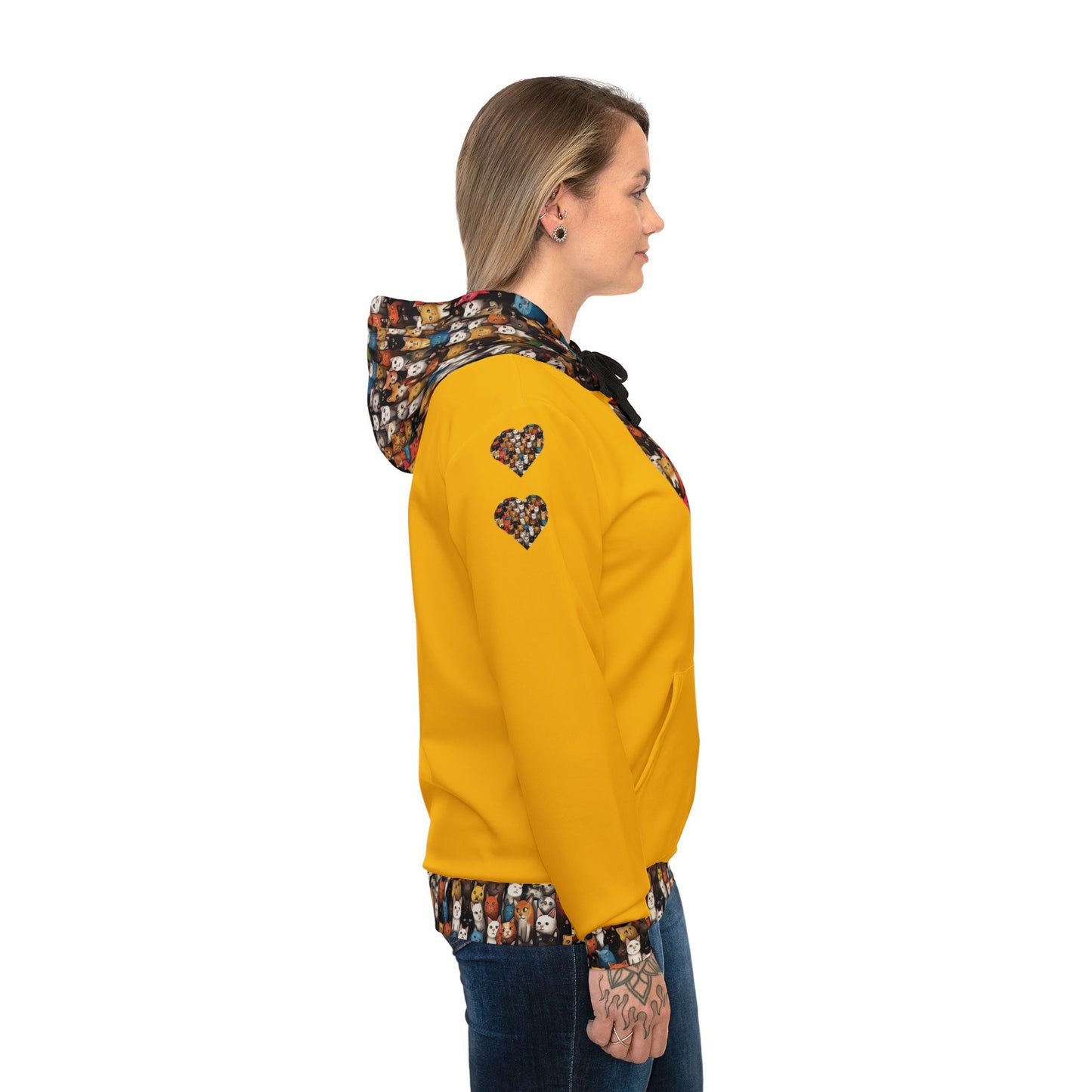 πΎ Heartfelt Animal Print Athletic Hoodie β Stylish Yellow Hoodie for Pet Lovers & Animal Enthusiasts πβ¨