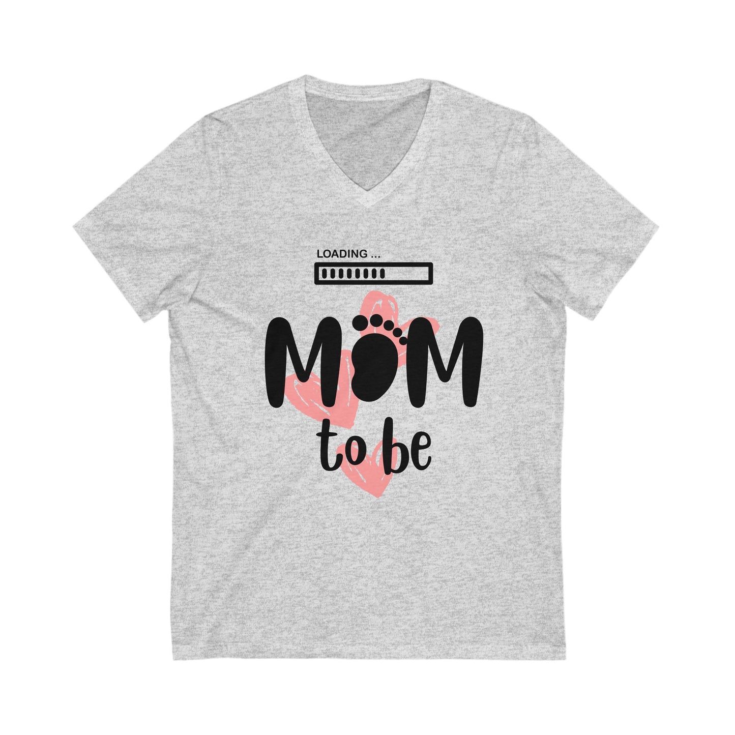 🤰 Cute Mom-To-Be White V-Neck Tee – Baby Loading Pregnancy Announcement Shirt