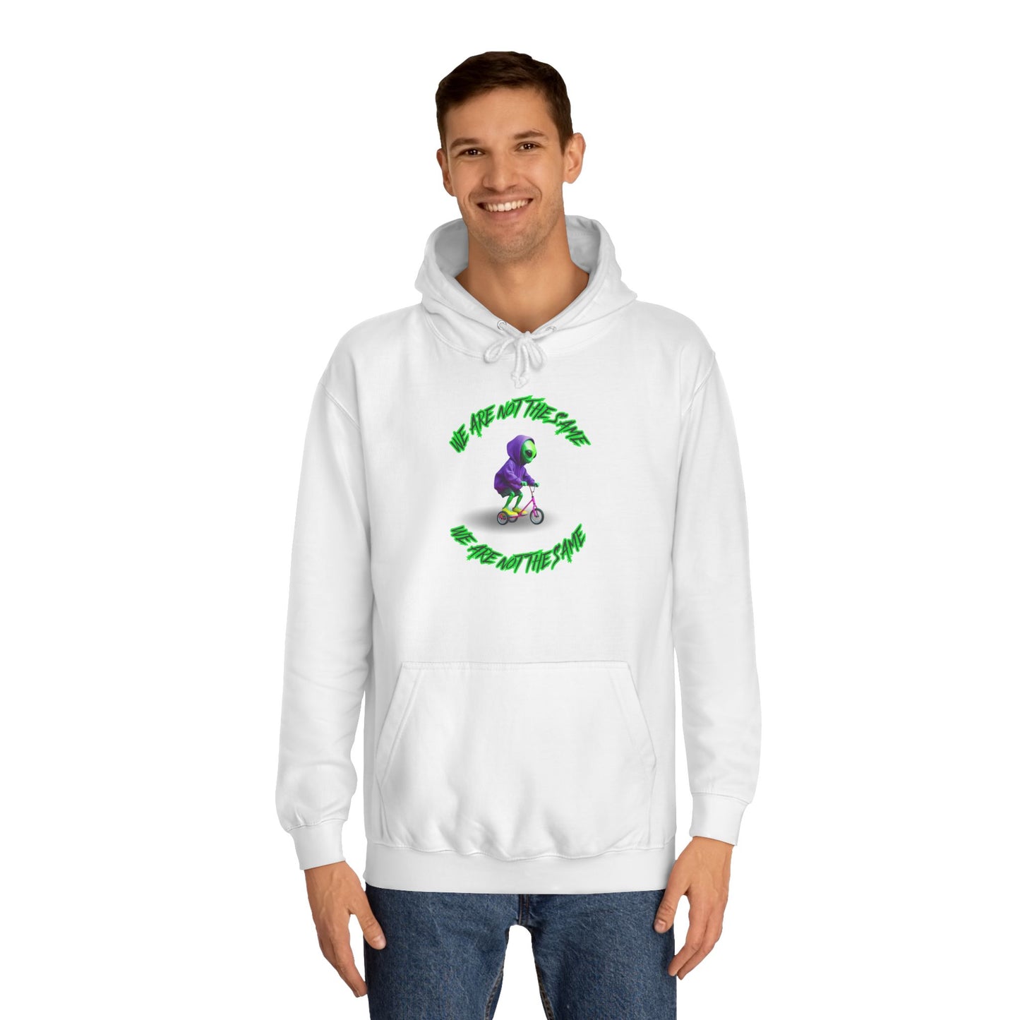 Cosmic Charcoal Hoodie for Men & Women – Alien "We Are Not The Same" Statement