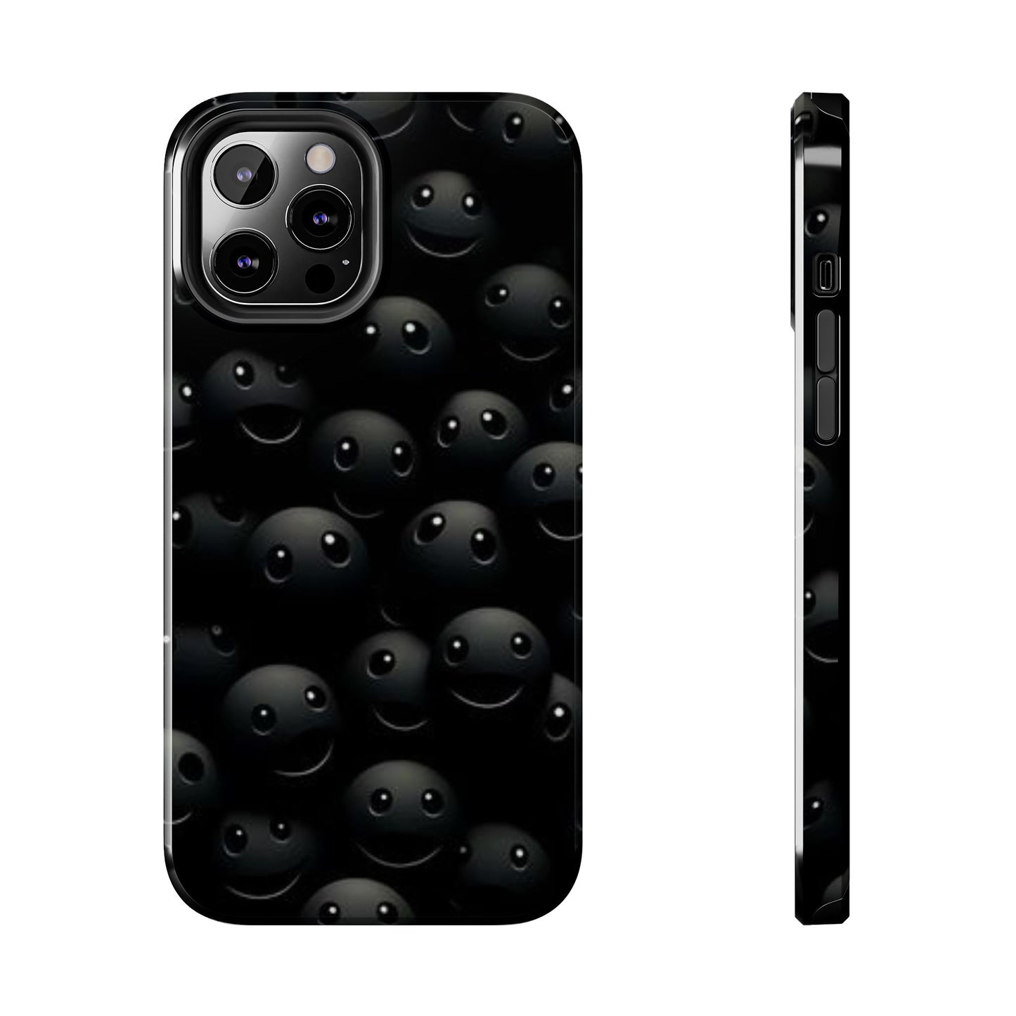 😊 Cute Smiley Face Black Tough Phone Case – Fun & Durable Protection for iPhone & Android