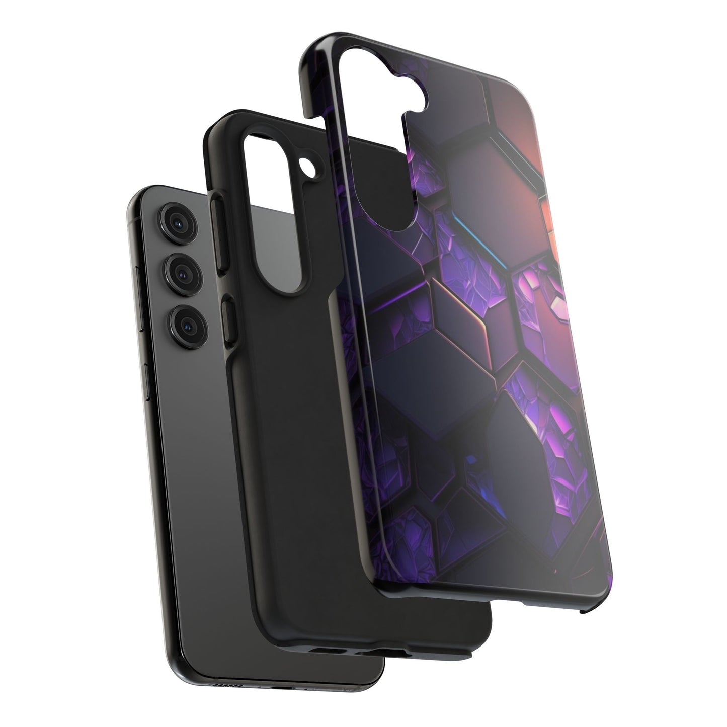 Hexagonal Tough Phone Case - Vibrant Protective Design for Tech Enthusiasts