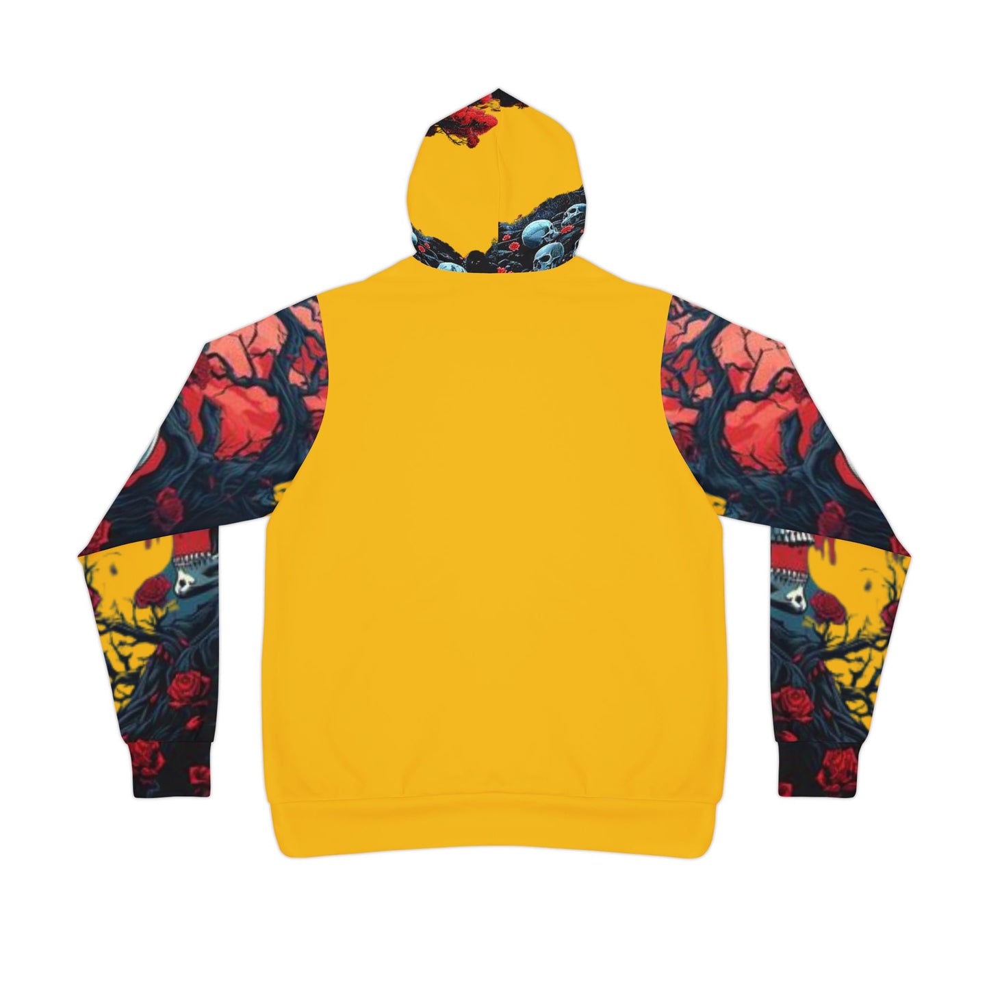 π Yellow Hoodie β Bold Blue Skulls Graphic Sweatshirt for Streetwear Enthusiasts
