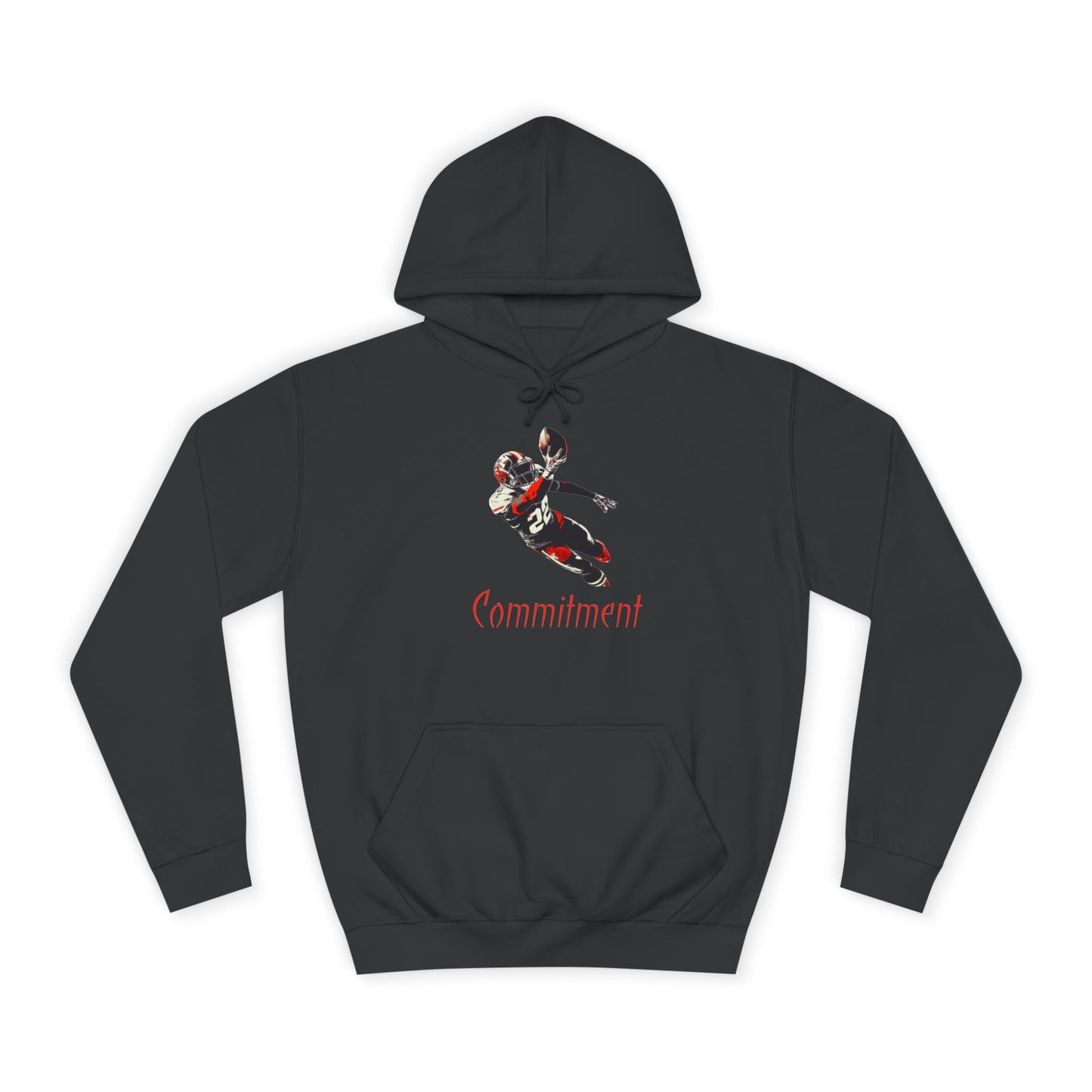 Steel Grey Men’s Game Day Football Hoodie – Commitment Athletic Sweatshirt with Drawstrings & Kangaroo Pocket