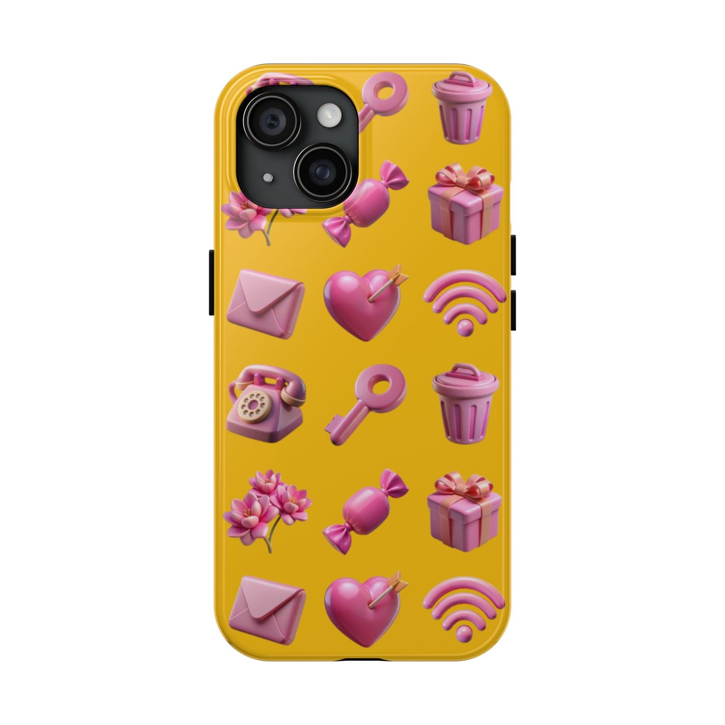 Cute and Colorful Tough Phone Case - Pink Emojis Design