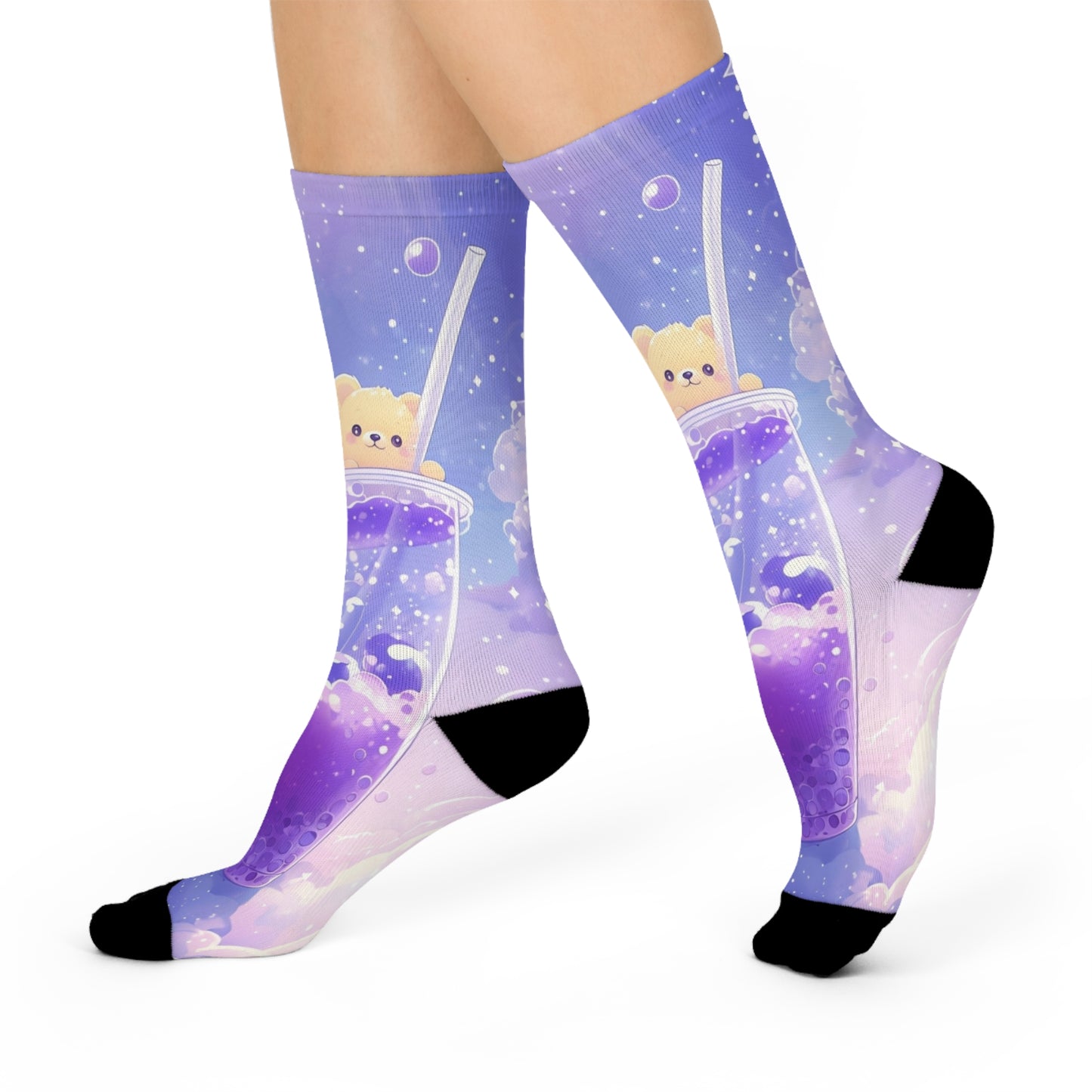 Cushioned Crew Socks- Cute White Bear
