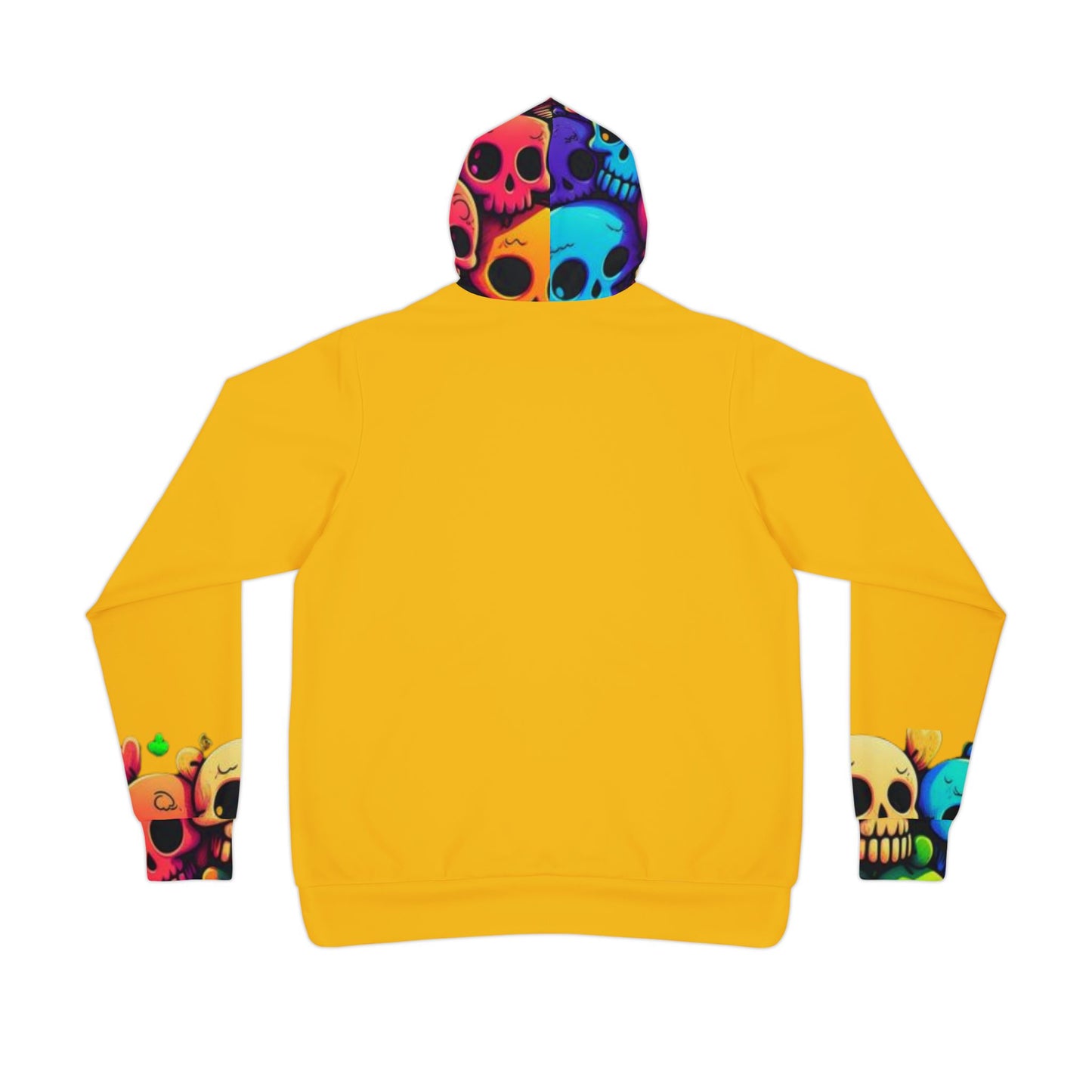 💀 Yellow Hoodie – Vibrant Colorful Skulls Design with Kangaroo Pocket | Men & Women Streetwear
