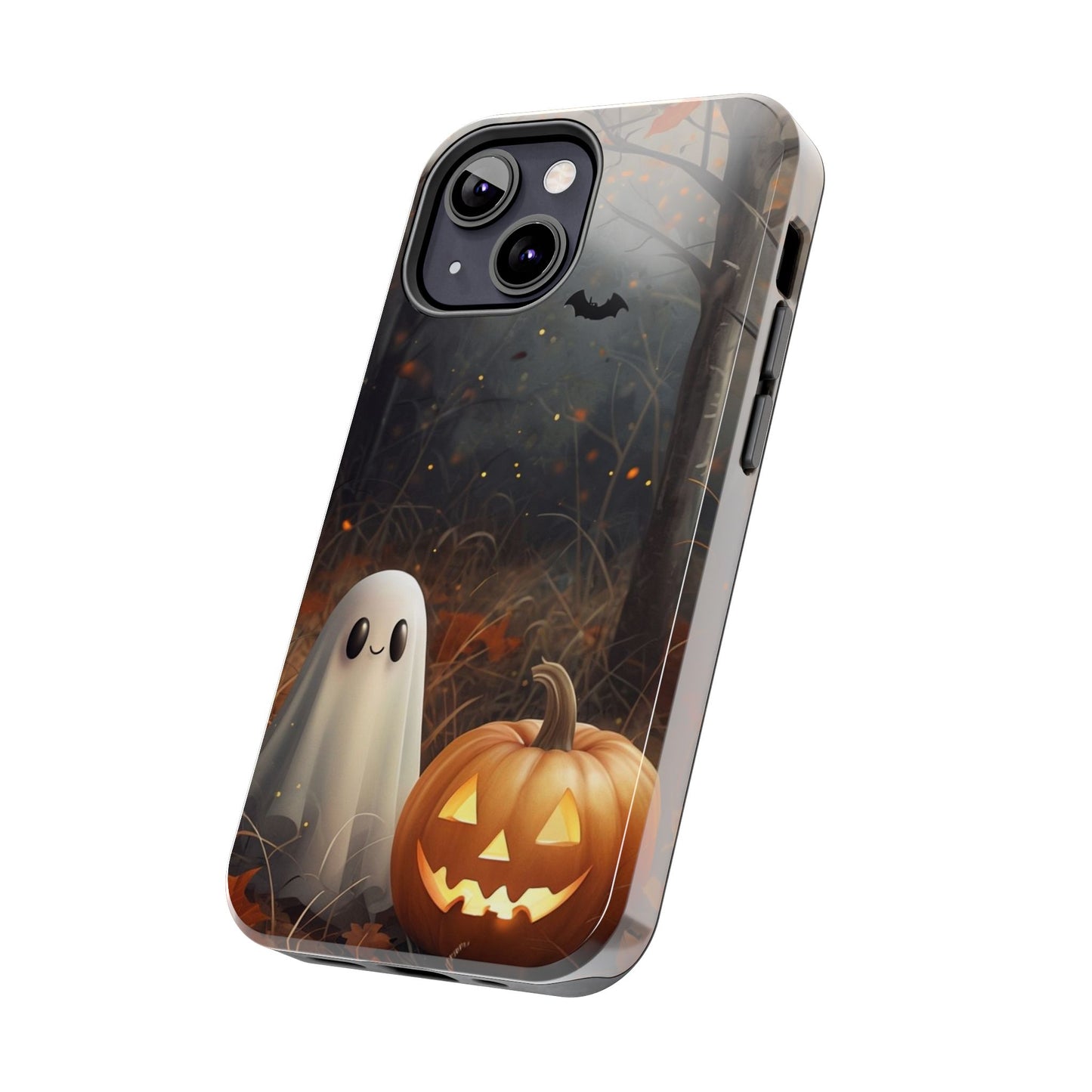 Spooky Halloween Phone Case - Tough Protective Cover with Ghost and Pumpkin Design