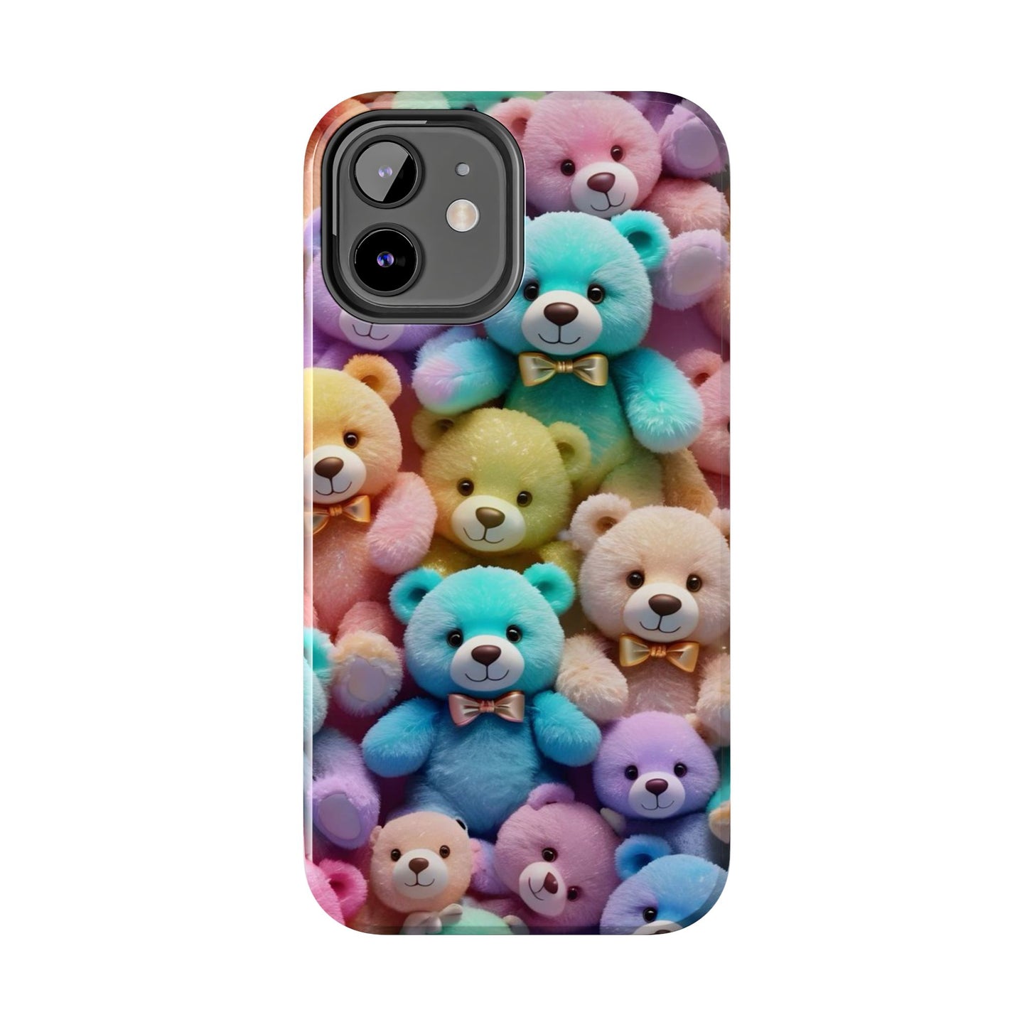 "Cute Teddy Bear Tough Phone Case – Colorful Plush-Inspired Protective Cover for iPhone & Android"