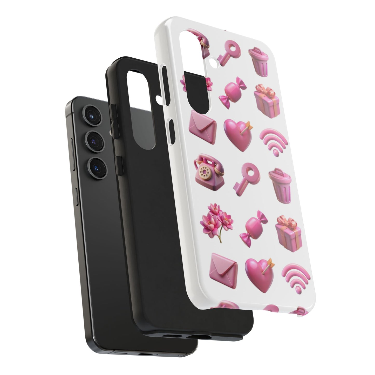 Cute and Colorful Tough Phone Case - Pink Emojis Design