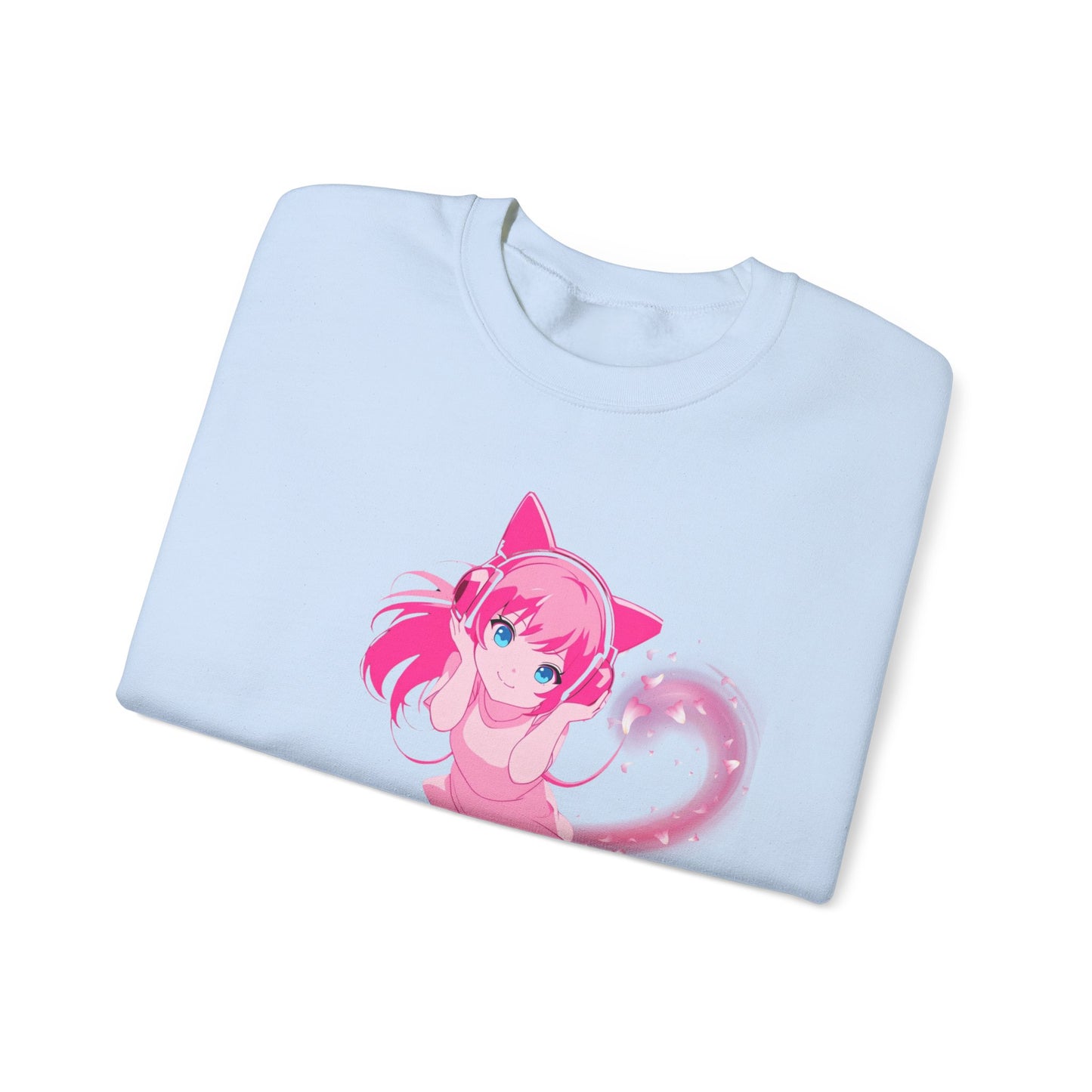 Obsidian Black Self-Love Sweatshirt – Adorable Pink Anime Character Crewneck