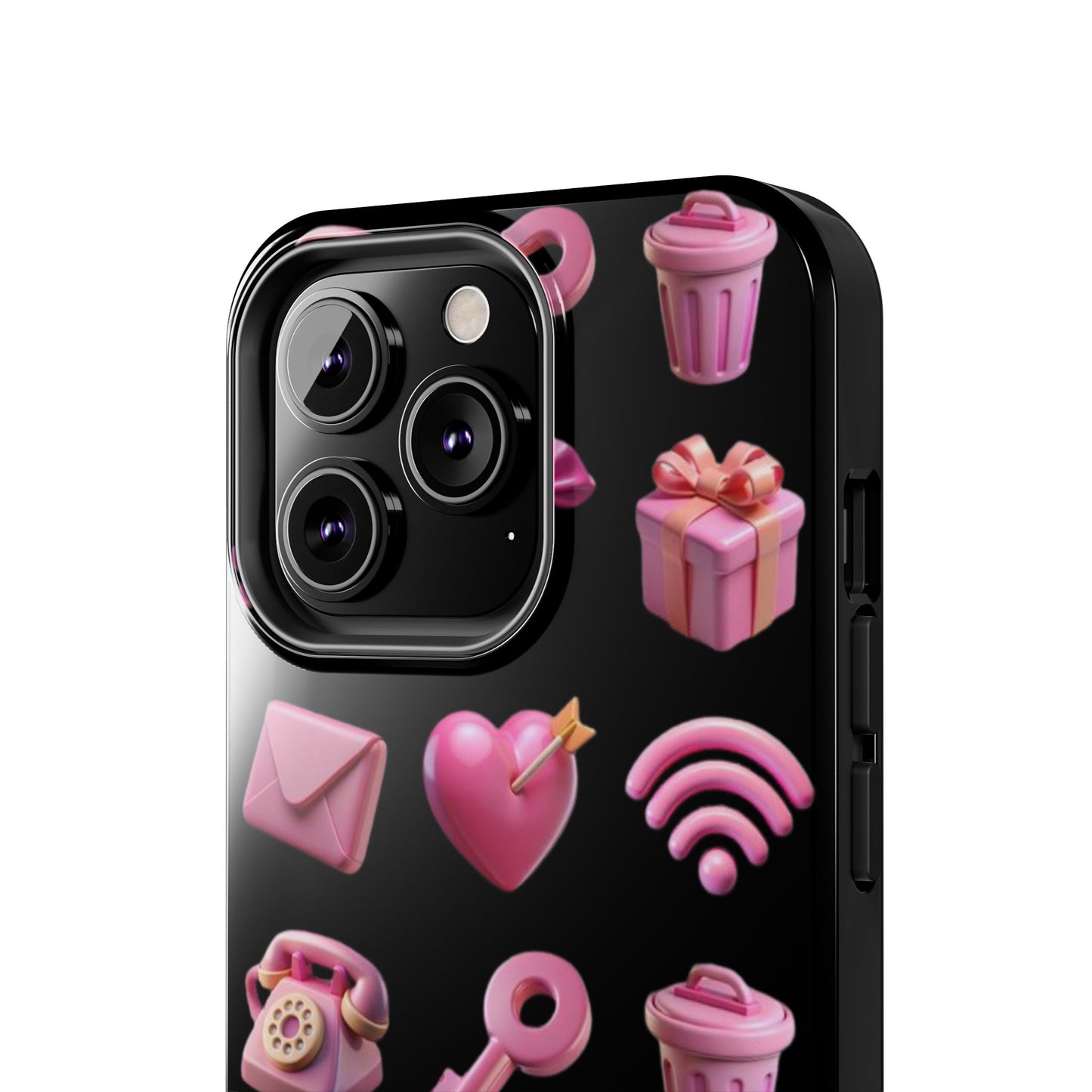 Cute and Colorful Tough Phone Case - Pink Emojis Design