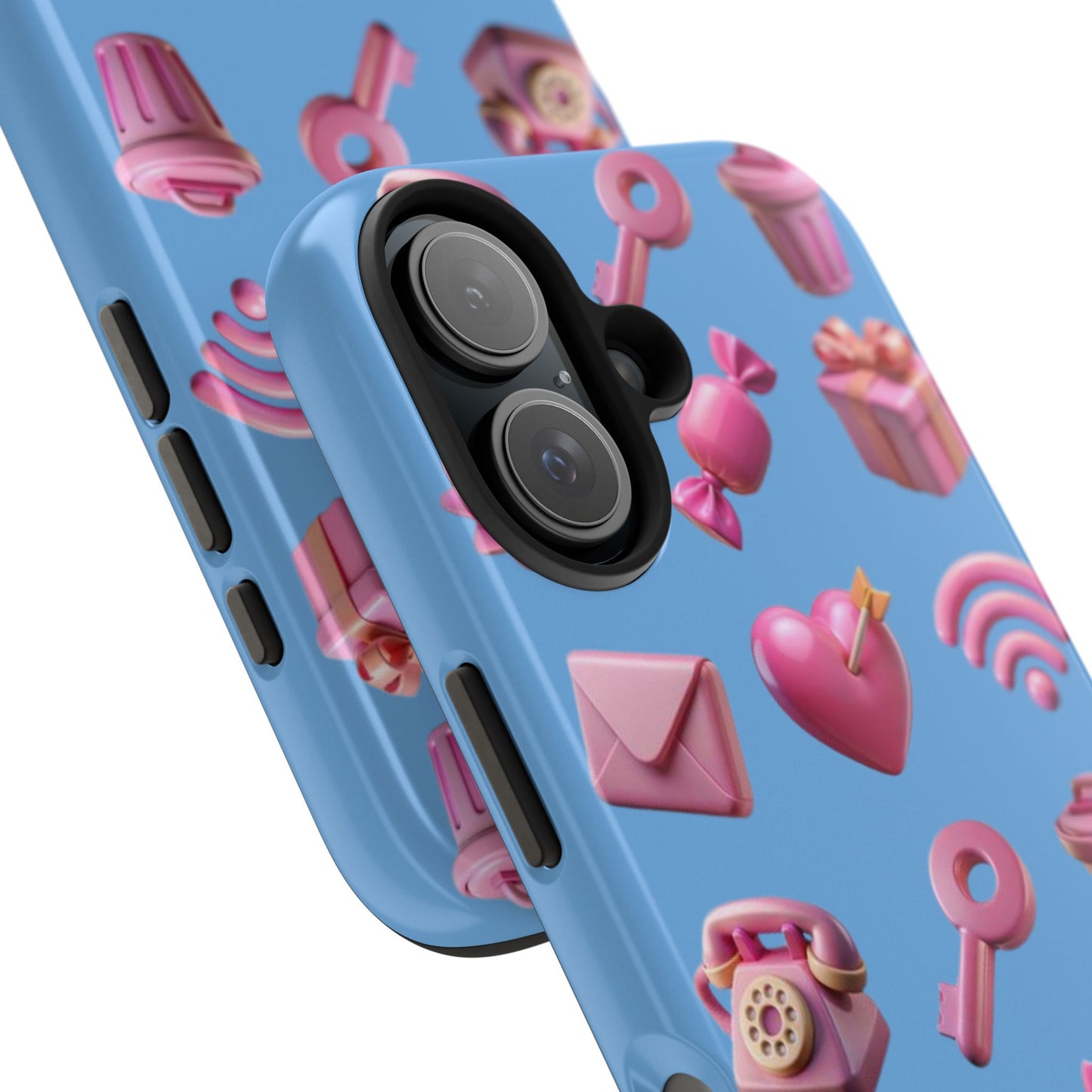 Cute and Colorful Tough Phone Case - Pink Emojis Design