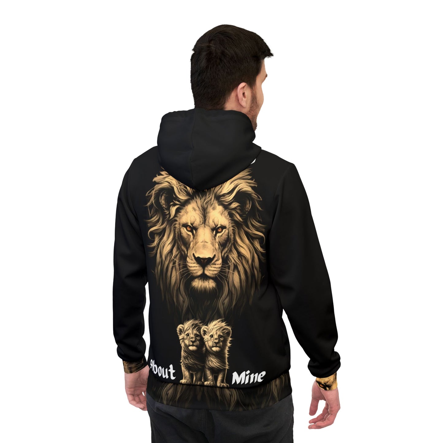 "Black & Gold Lion Pride Hoodie – Bold & Fierce 'I Don’t Play About Mine' Design"