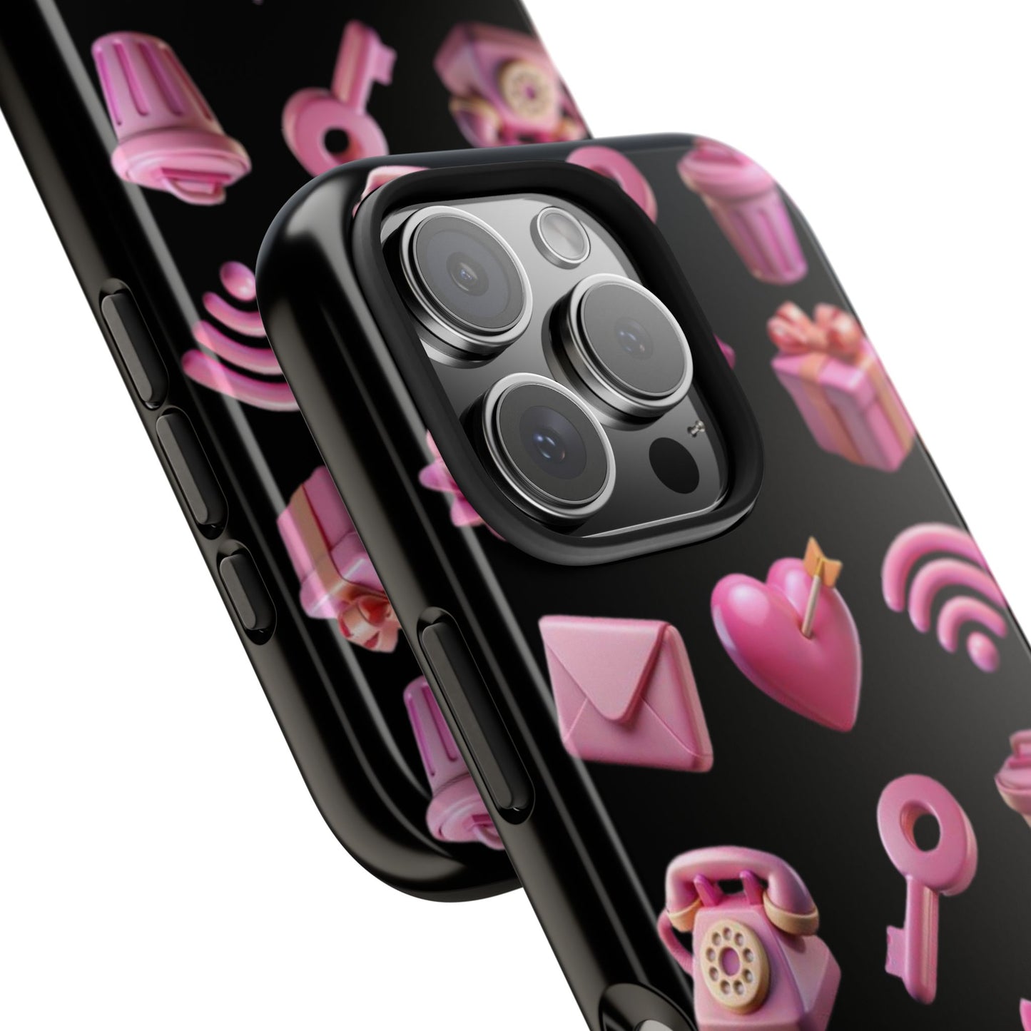 Cute and Colorful Tough Phone Case - Pink Emojis Design