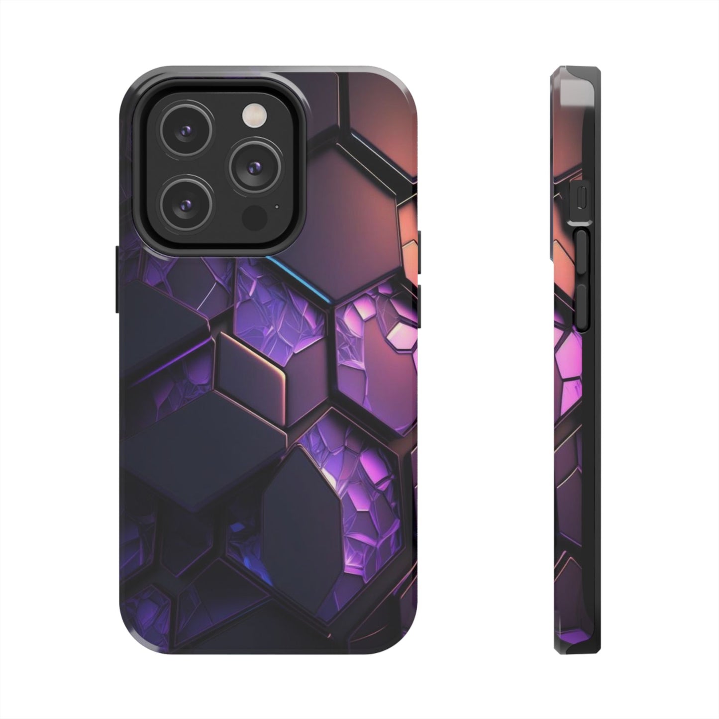 Hexagonal Tough Phone Case - Vibrant Protective Design for Tech Enthusiasts