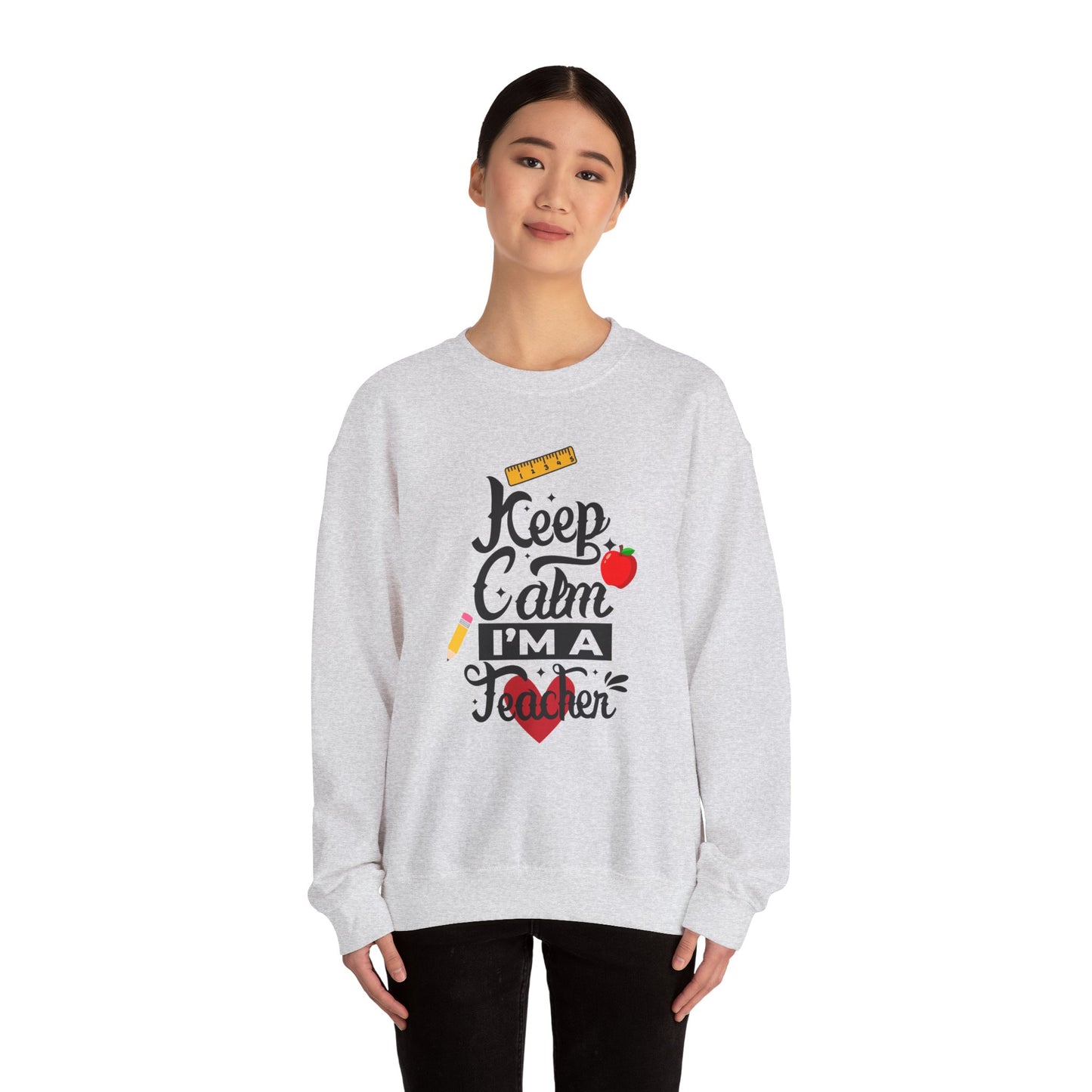 Chalkboard Calm Baby Blue Sweatshirt for Women – Keep Calm I'm a Teacher Appreciation Crew