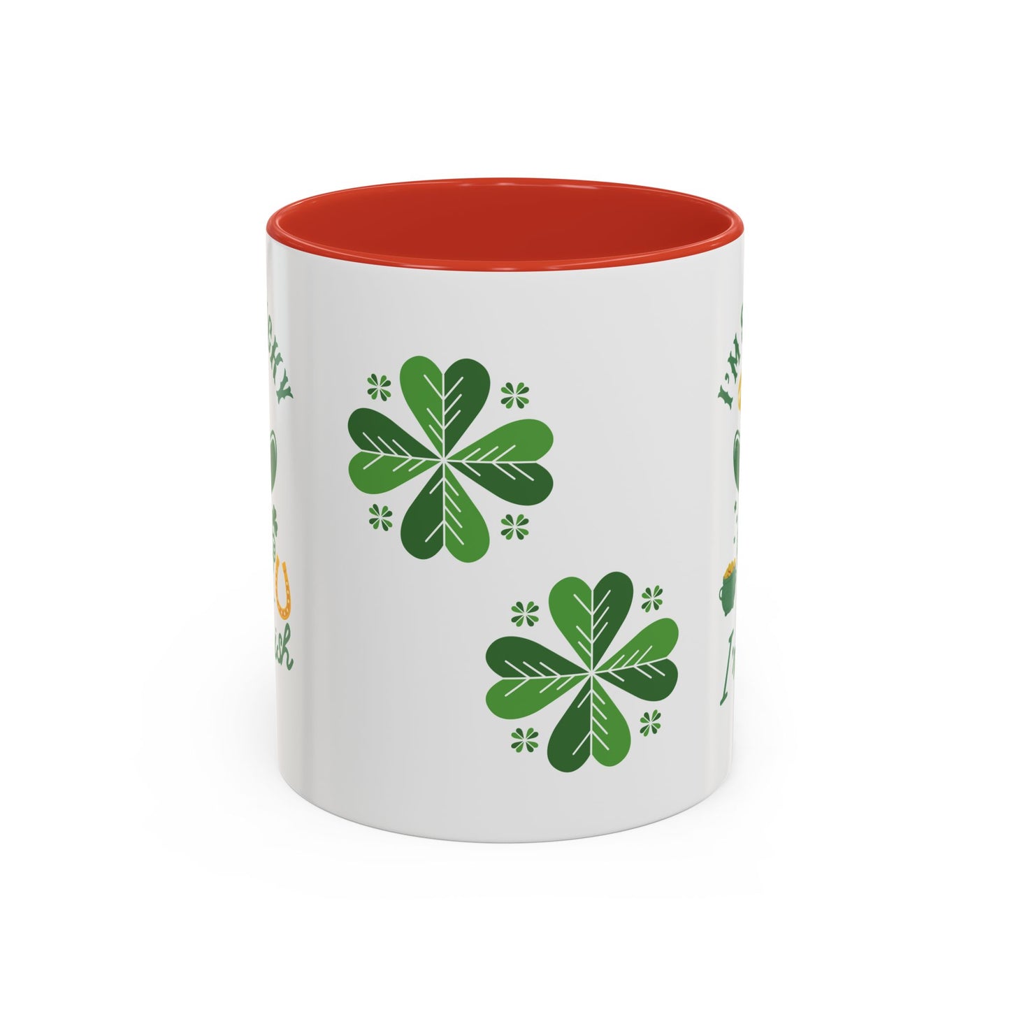 "Funny St. Patrick's Day Coffee Mug – 'I'm So Lucky I'm Irish' with Cowboy, Pot of Gold & Horseshoe Design"