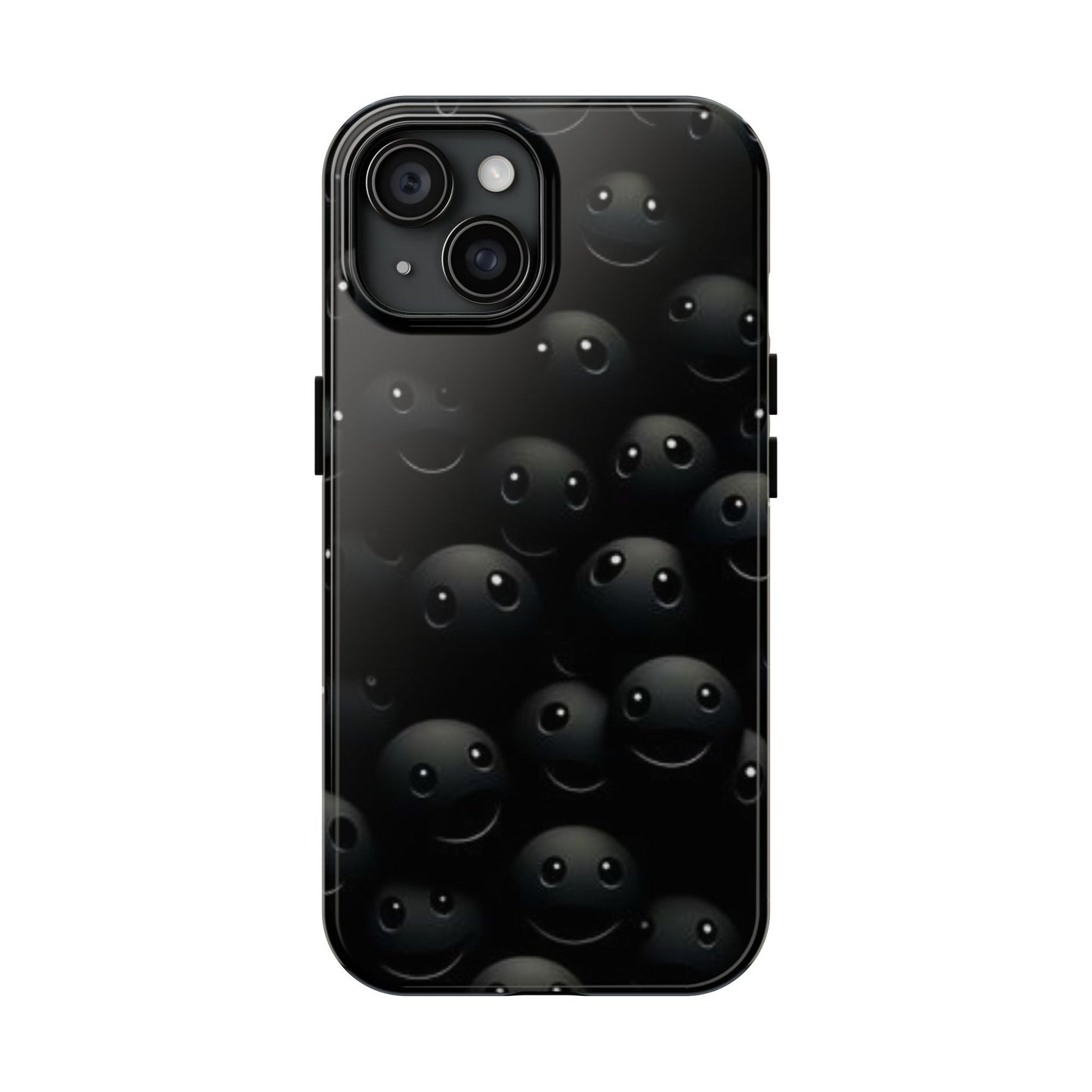 😊 Cute Smiley Face Black Tough Phone Case – Fun & Durable Protection for iPhone & Android