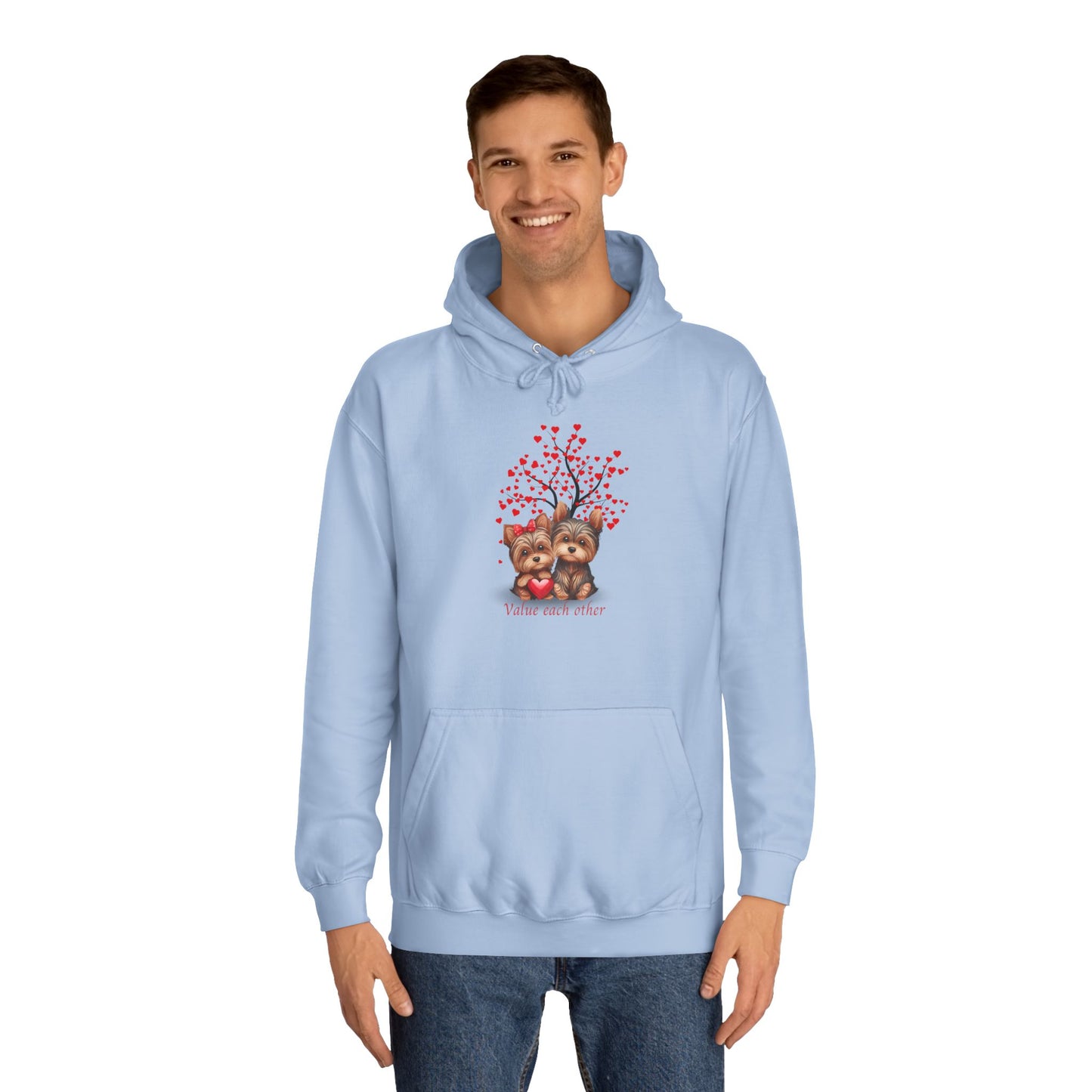 Baby Blue Hoodie for Him & Her – Perfect for Dog Lovers with Heart Paw Print Design
