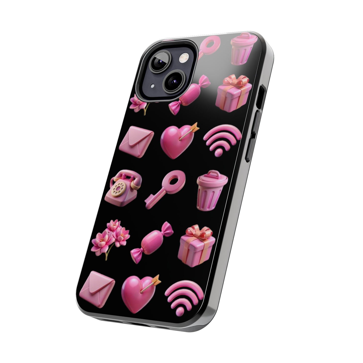 Cute and Colorful Tough Phone Case - Pink Emojis Design
