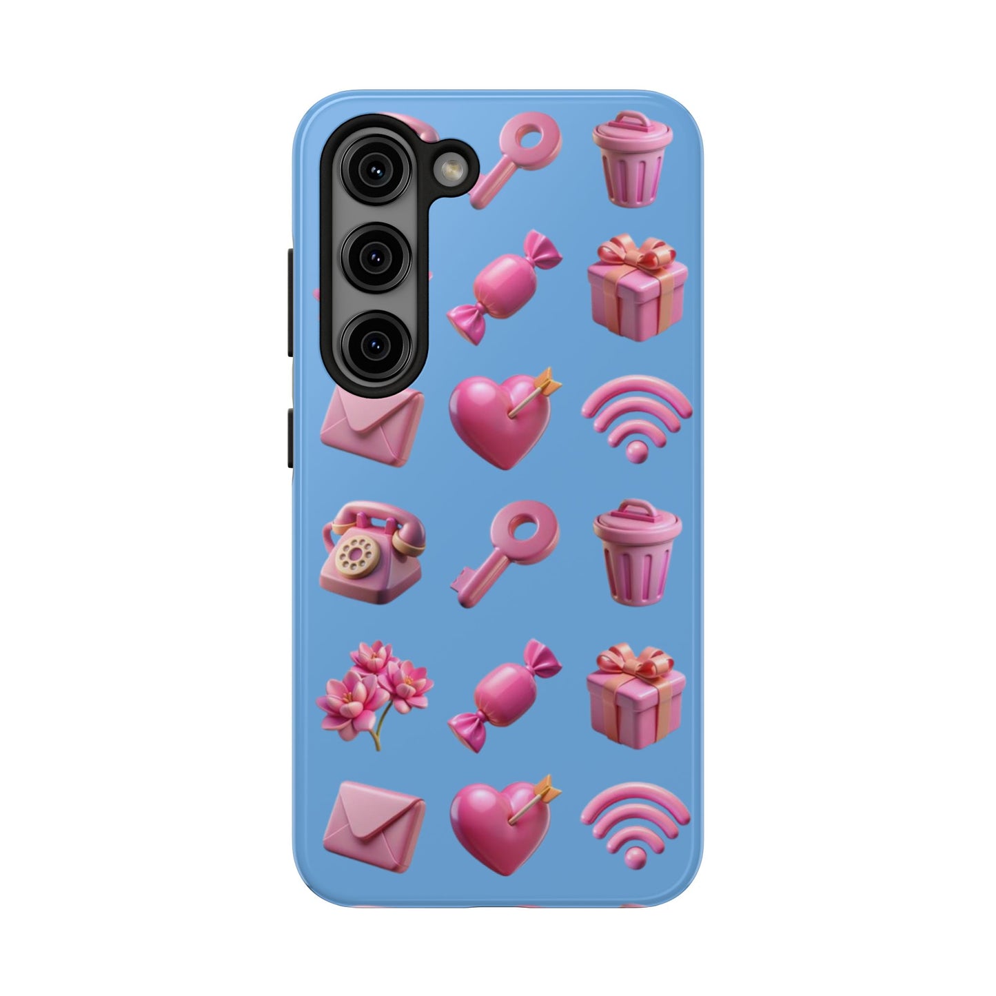 Cute and Colorful Tough Phone Case - Pink Emojis Design