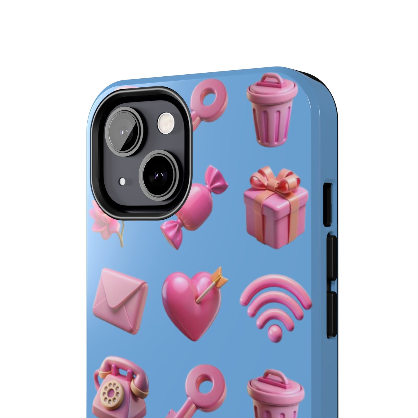 Cute and Colorful Tough Phone Case - Pink Emojis Design