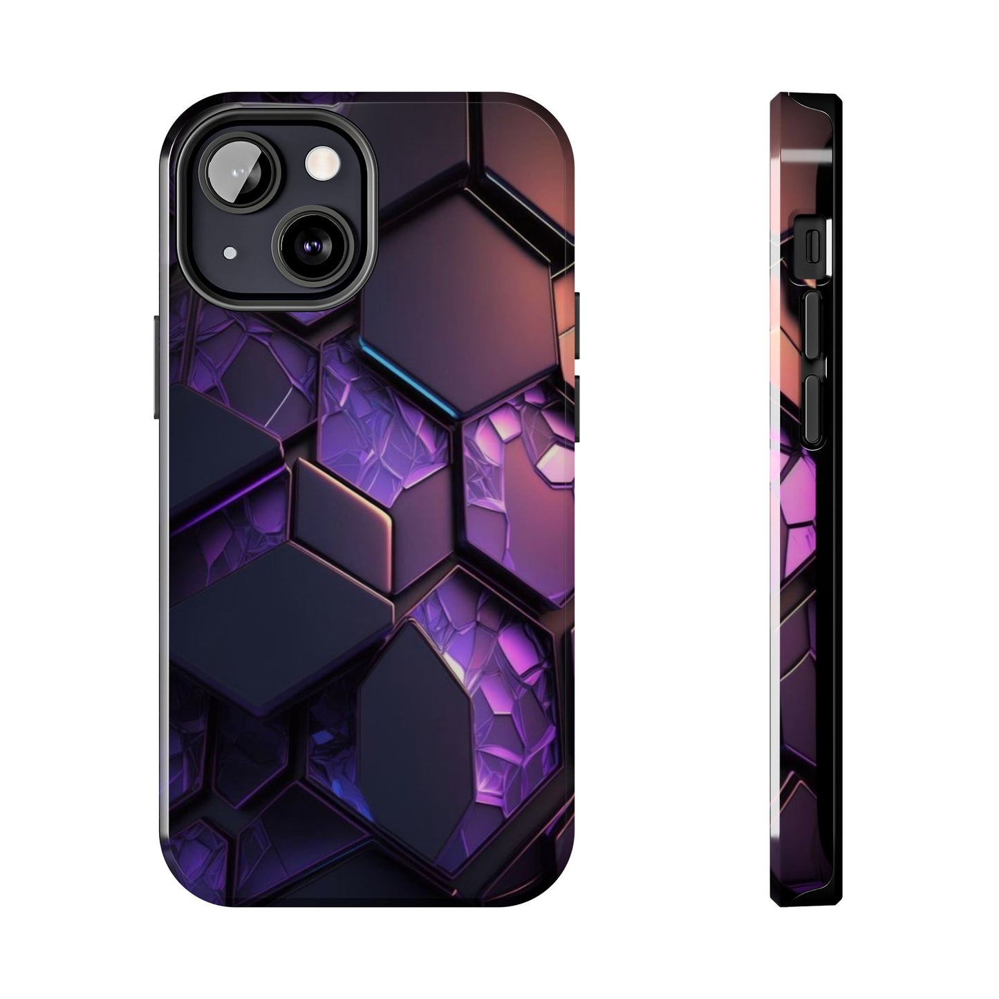 Hexagonal Tough Phone Case - Vibrant Protective Design for Tech Enthusiasts