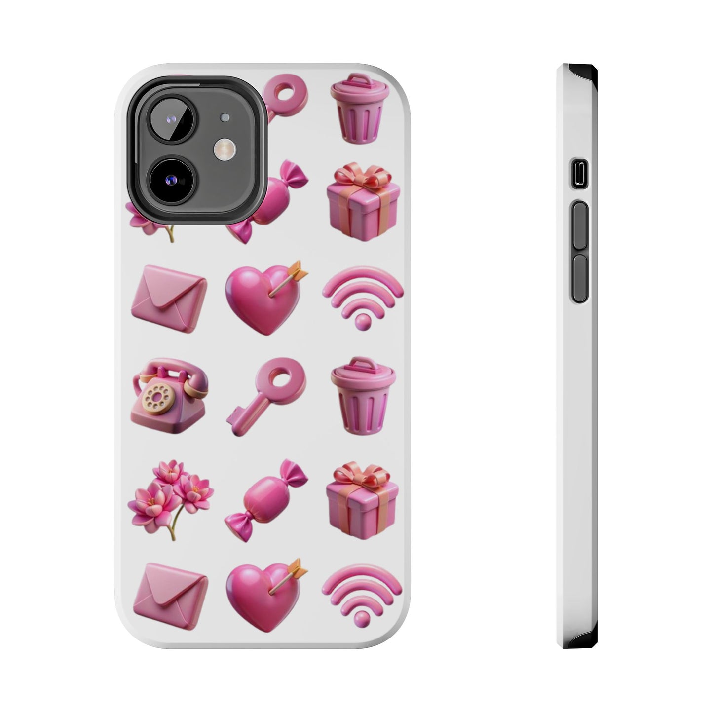 Cute and Colorful Tough Phone Case - Pink Emojis Design