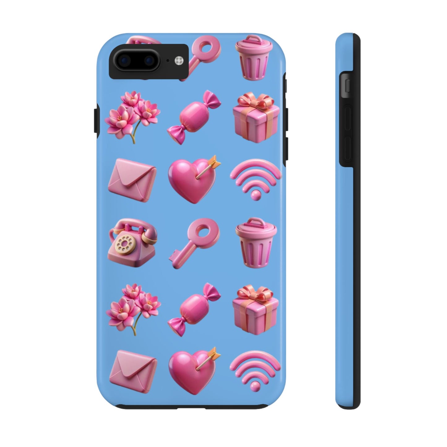 Cute and Colorful Tough Phone Case - Pink Emojis Design