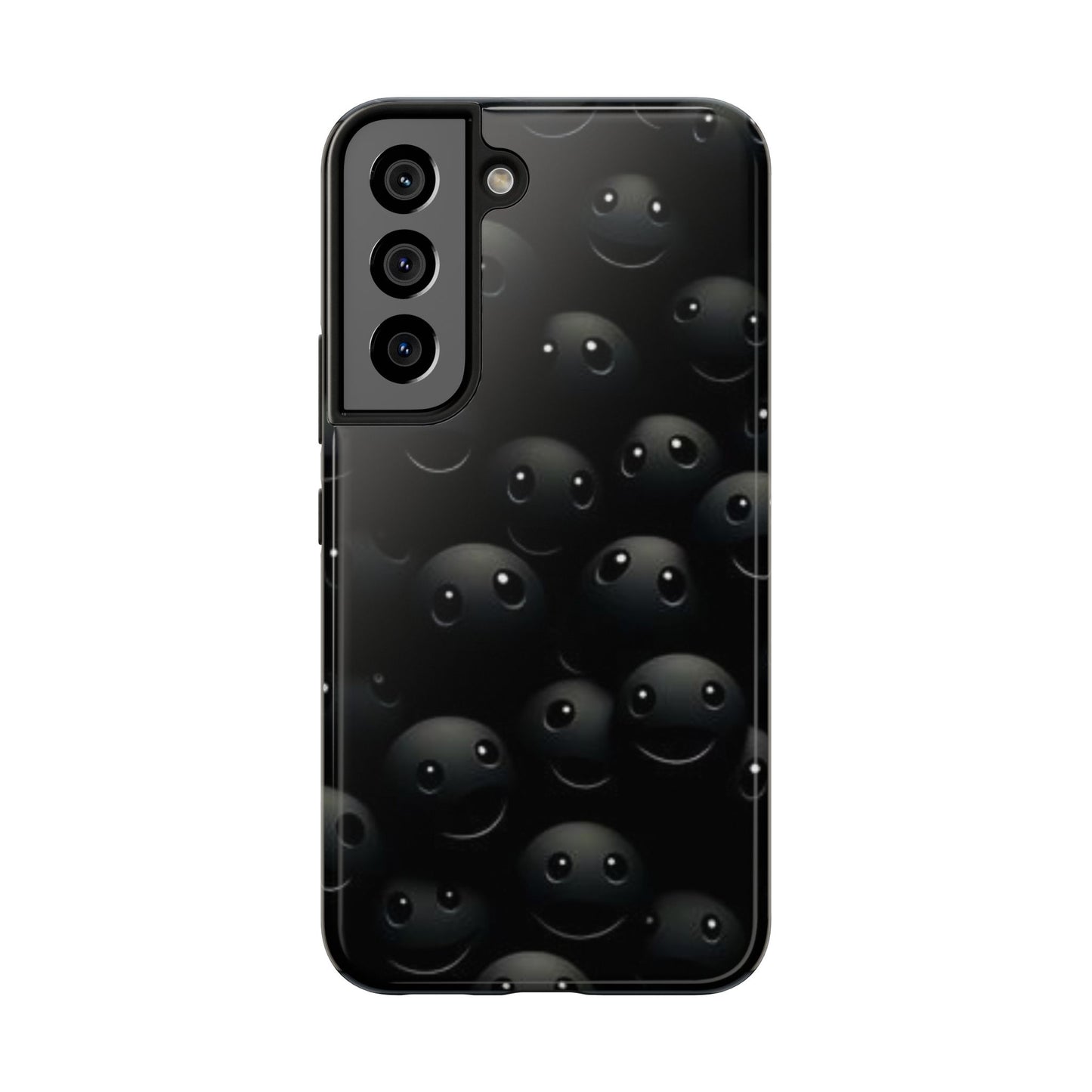 😊 Cute Smiley Face Black Tough Phone Case – Fun & Durable Protection for iPhone & Android
