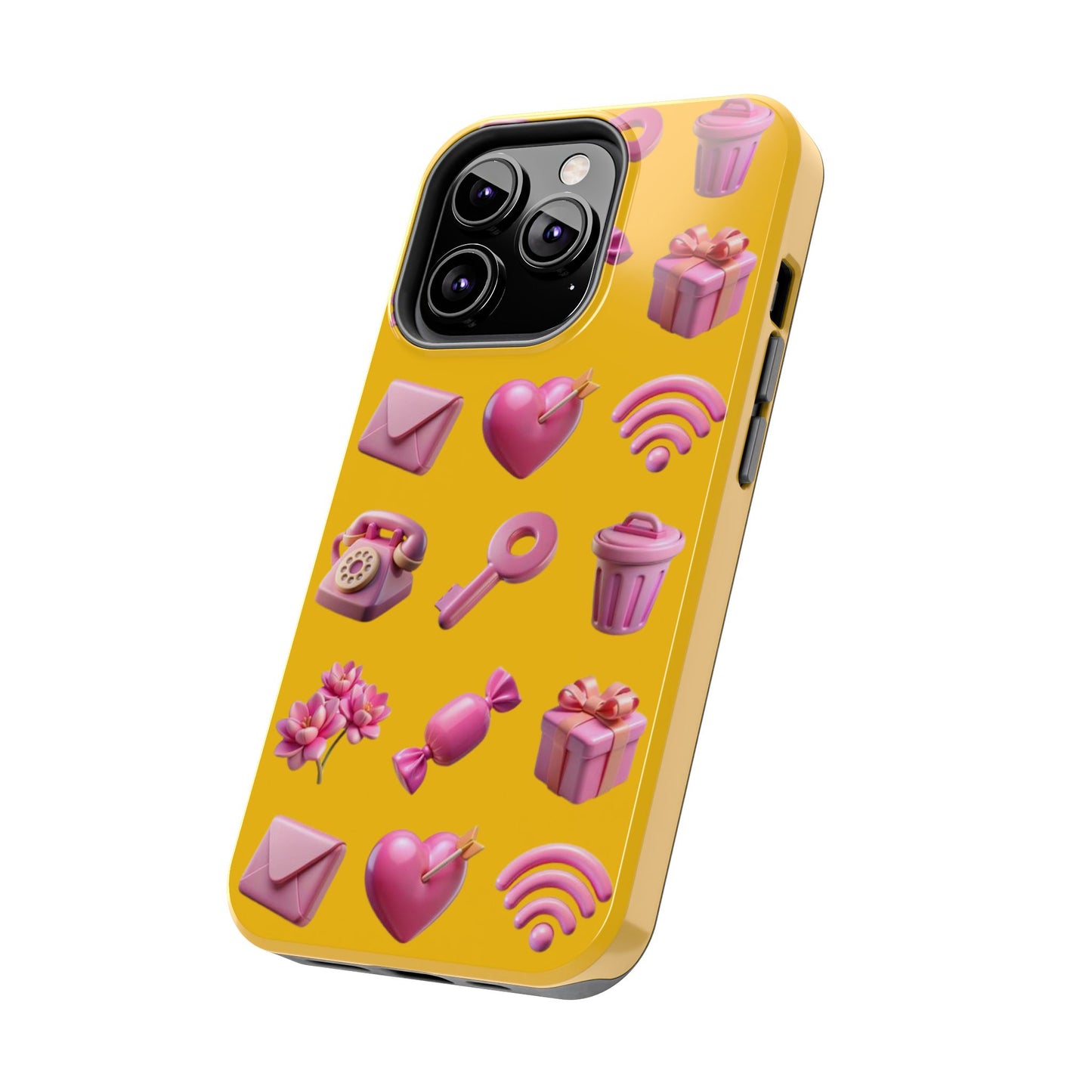 Cute and Colorful Tough Phone Case - Pink Emojis Design