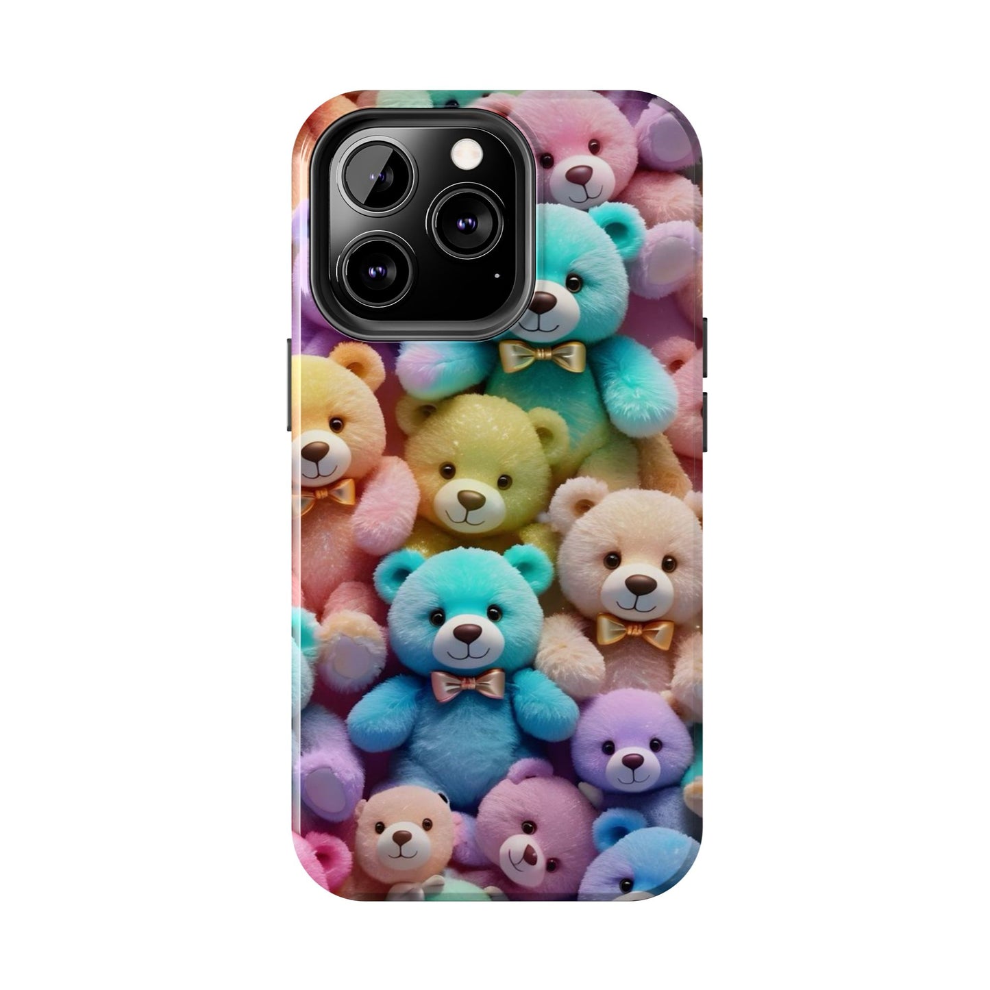 "Cute Teddy Bear Tough Phone Case – Colorful Plush-Inspired Protective Cover for iPhone & Android"
