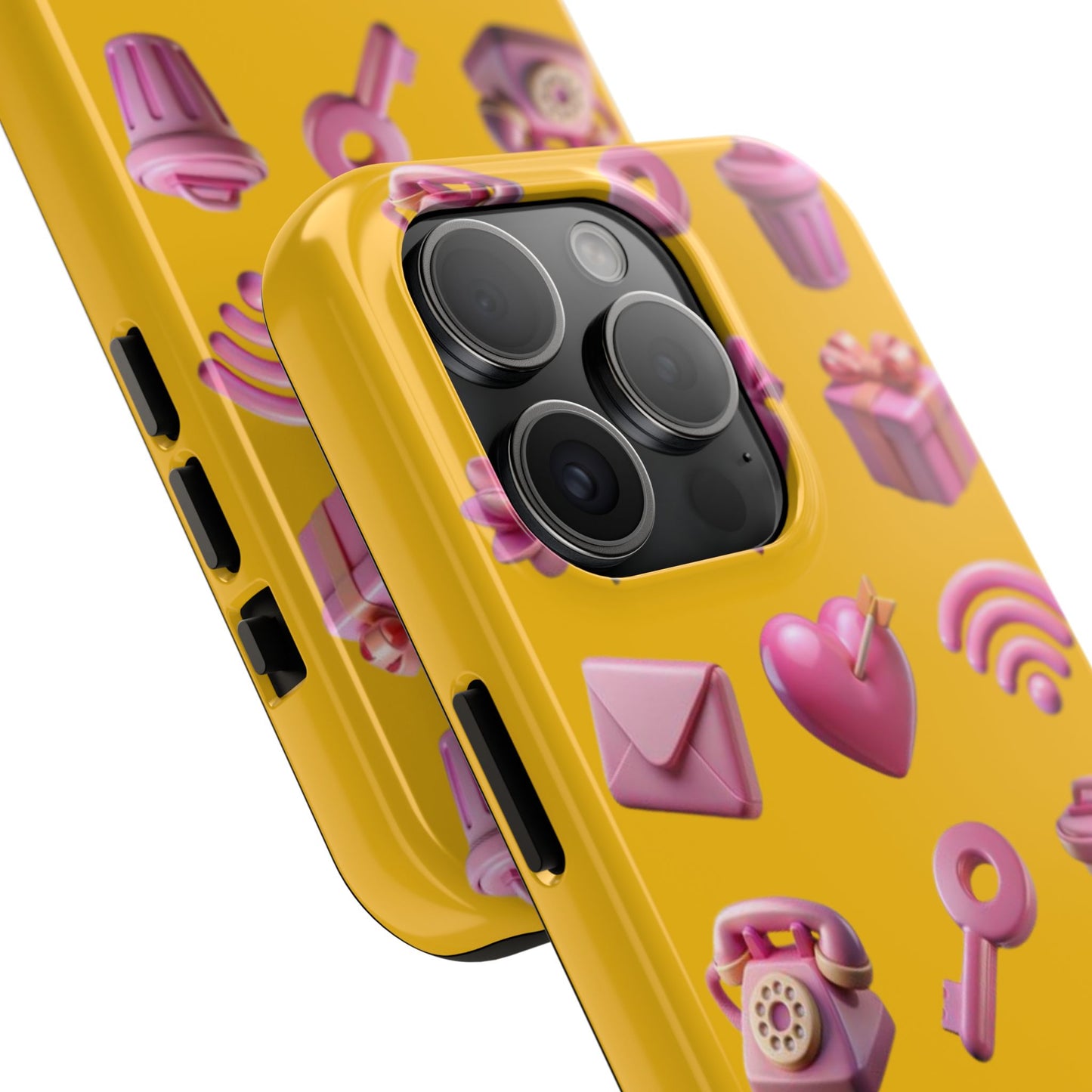 Cute and Colorful Tough Phone Case - Pink Emojis Design