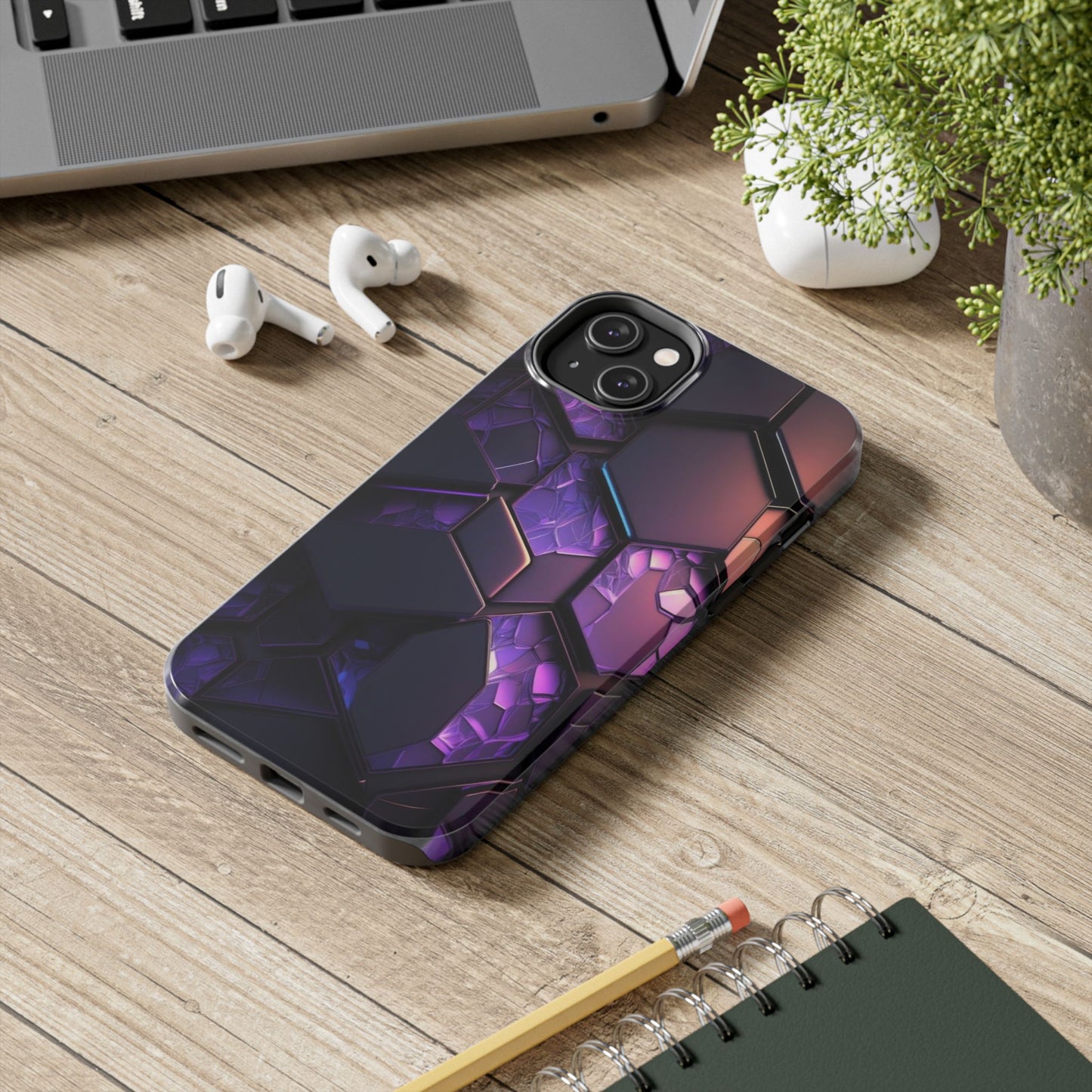 Hexagonal Tough Phone Case - Vibrant Protective Design for Tech Enthusiasts