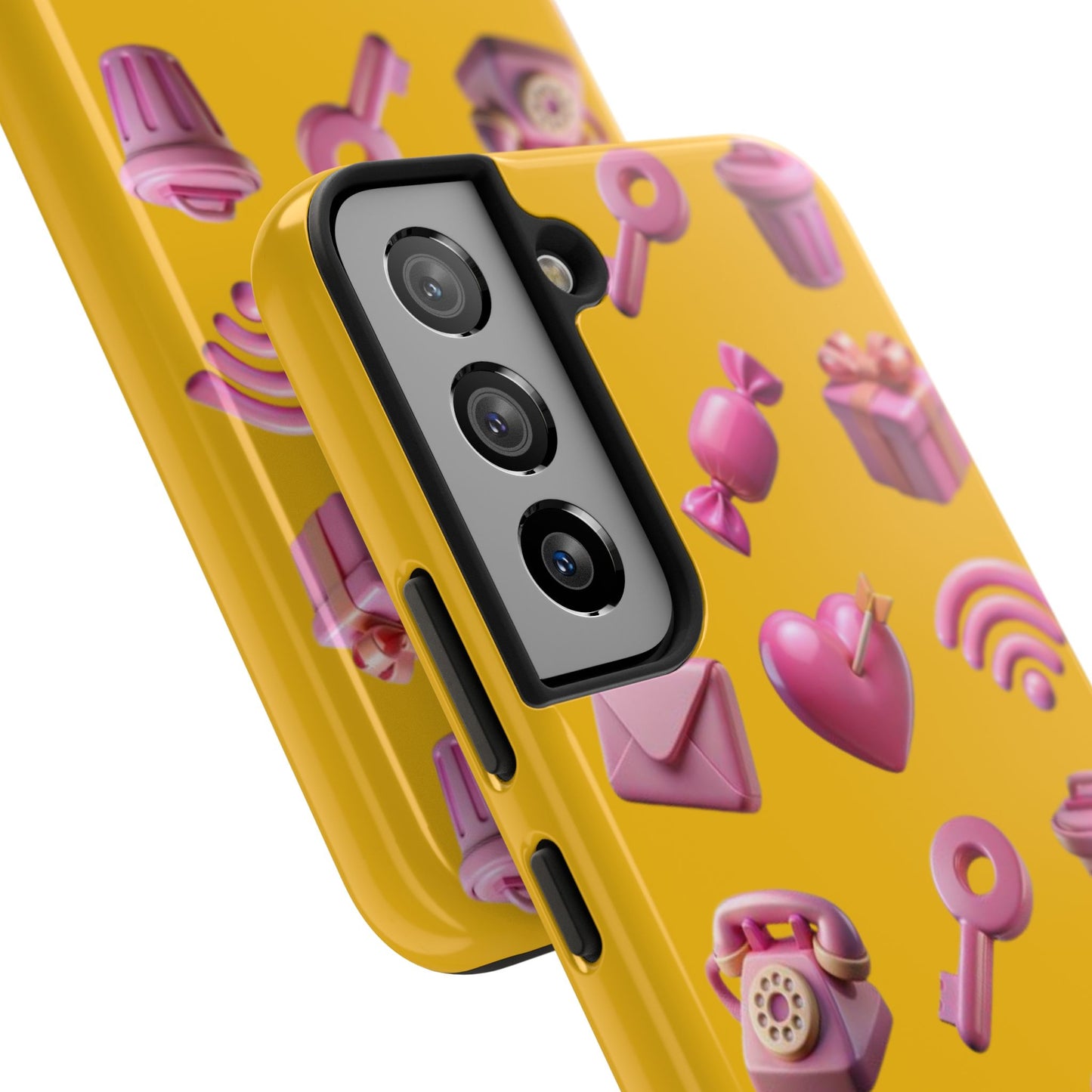 Cute and Colorful Tough Phone Case - Pink Emojis Design