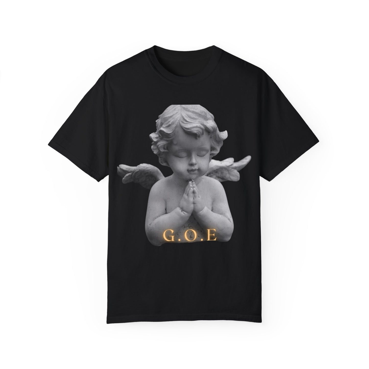 Heavenly White Men & Women T-Shirt – "G.O.E Angel" (God Over Everything) Faith-Inspired Tee