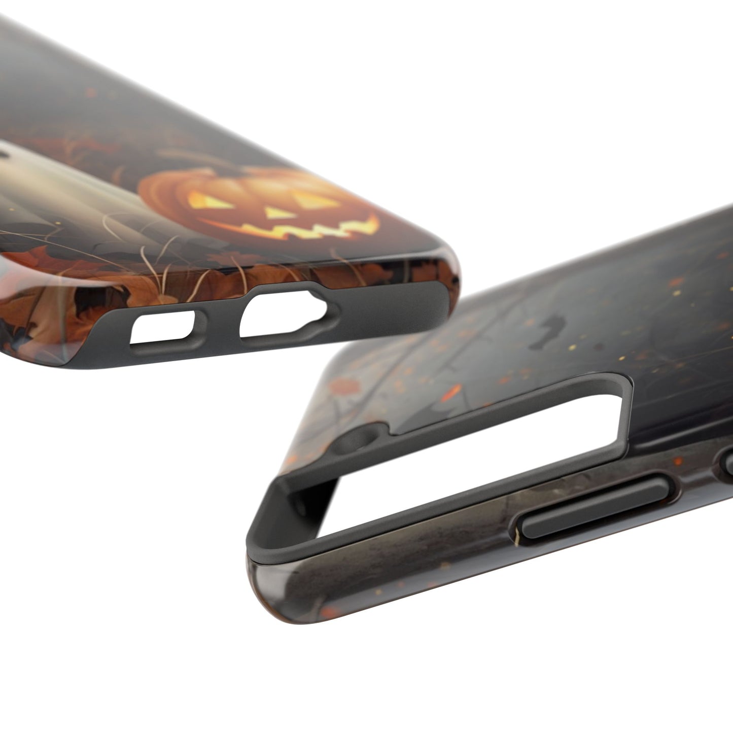 Spooky Halloween Phone Case - Tough Protective Cover with Ghost and Pumpkin Design