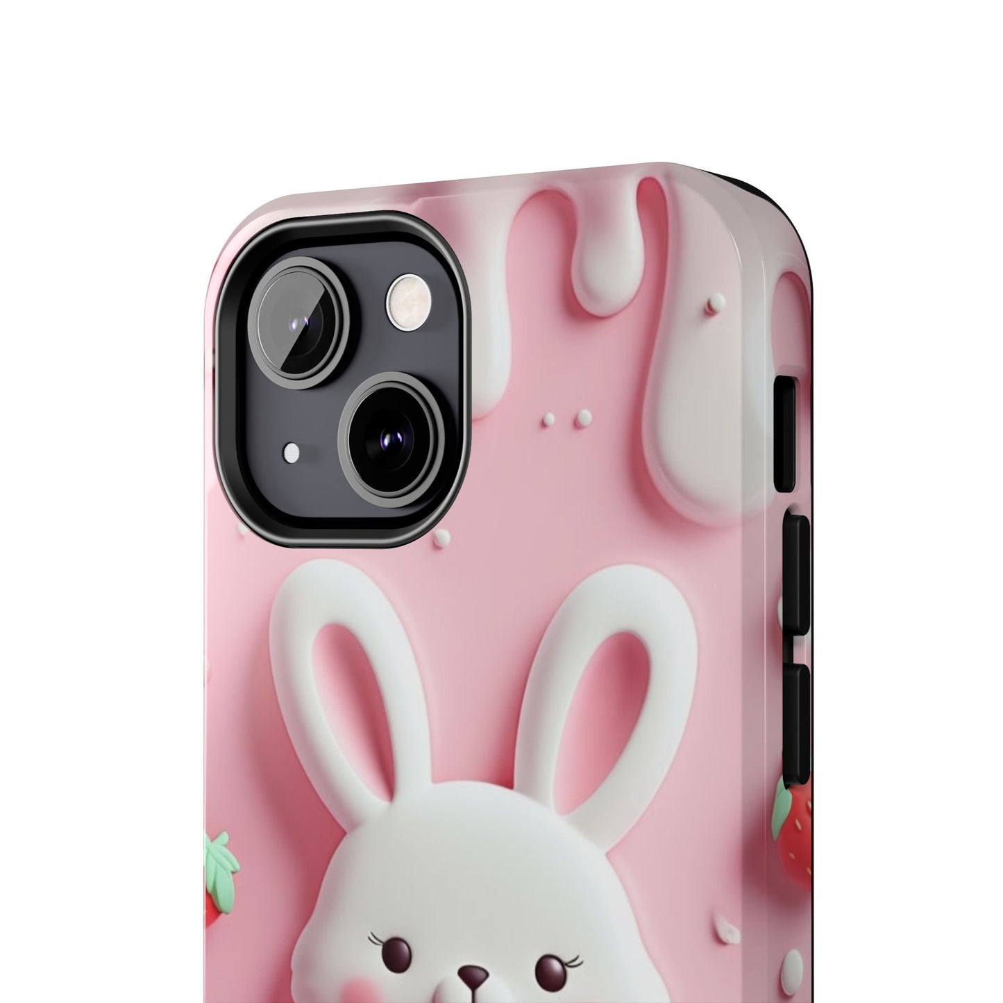 Cute Bunny Strawberry Tough Phone Case - Perfect for Kids & Spring Celebrations