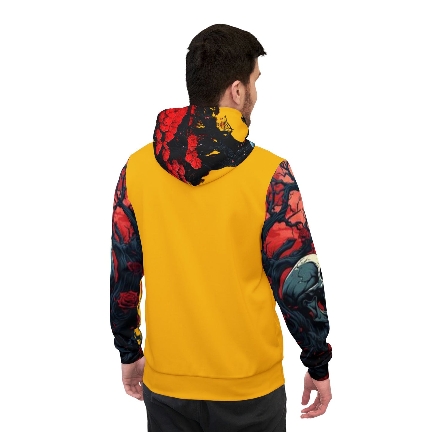 π Yellow Hoodie β Bold Blue Skulls Graphic Sweatshirt for Streetwear Enthusiasts