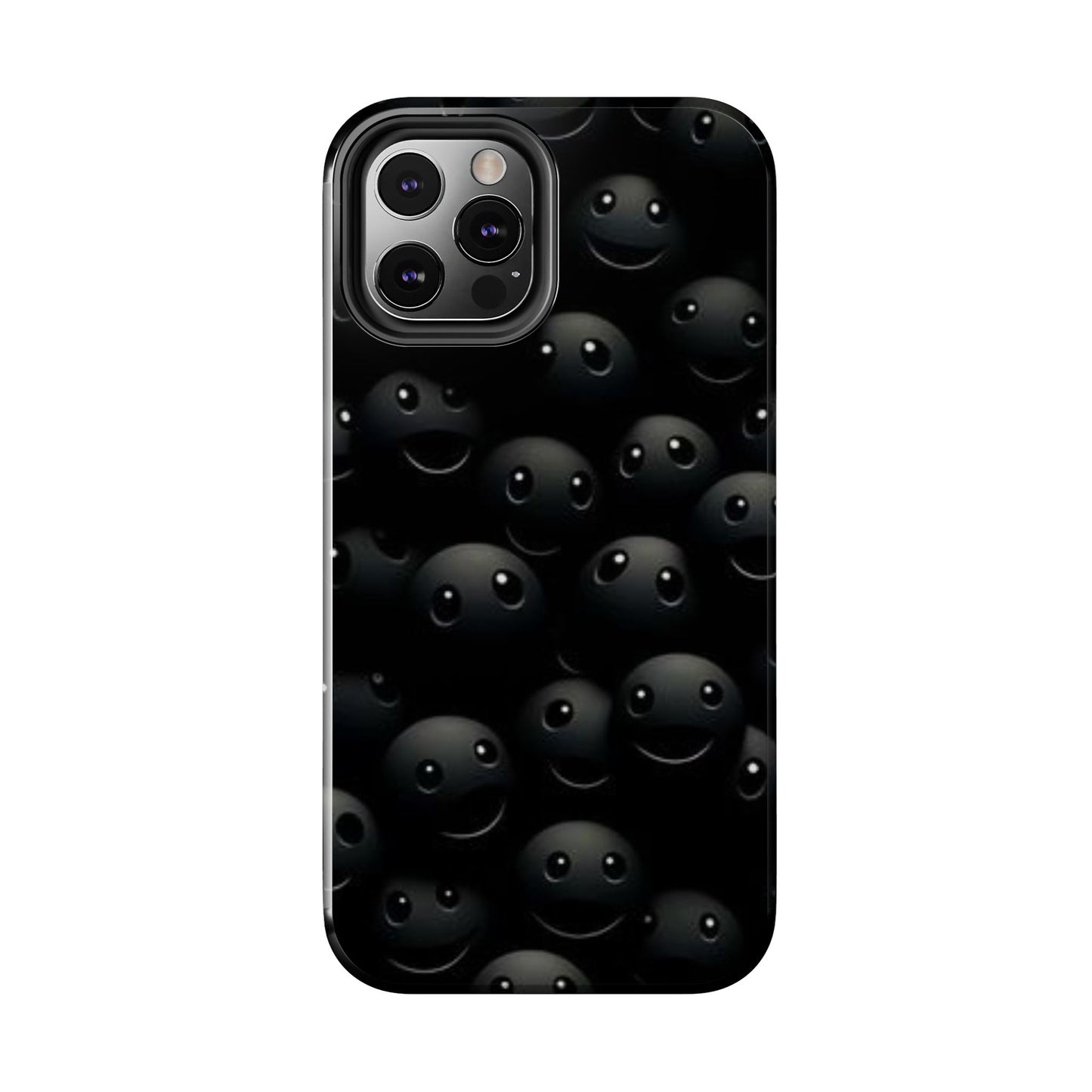 😊 Cute Smiley Face Black Tough Phone Case – Fun & Durable Protection for iPhone & Android