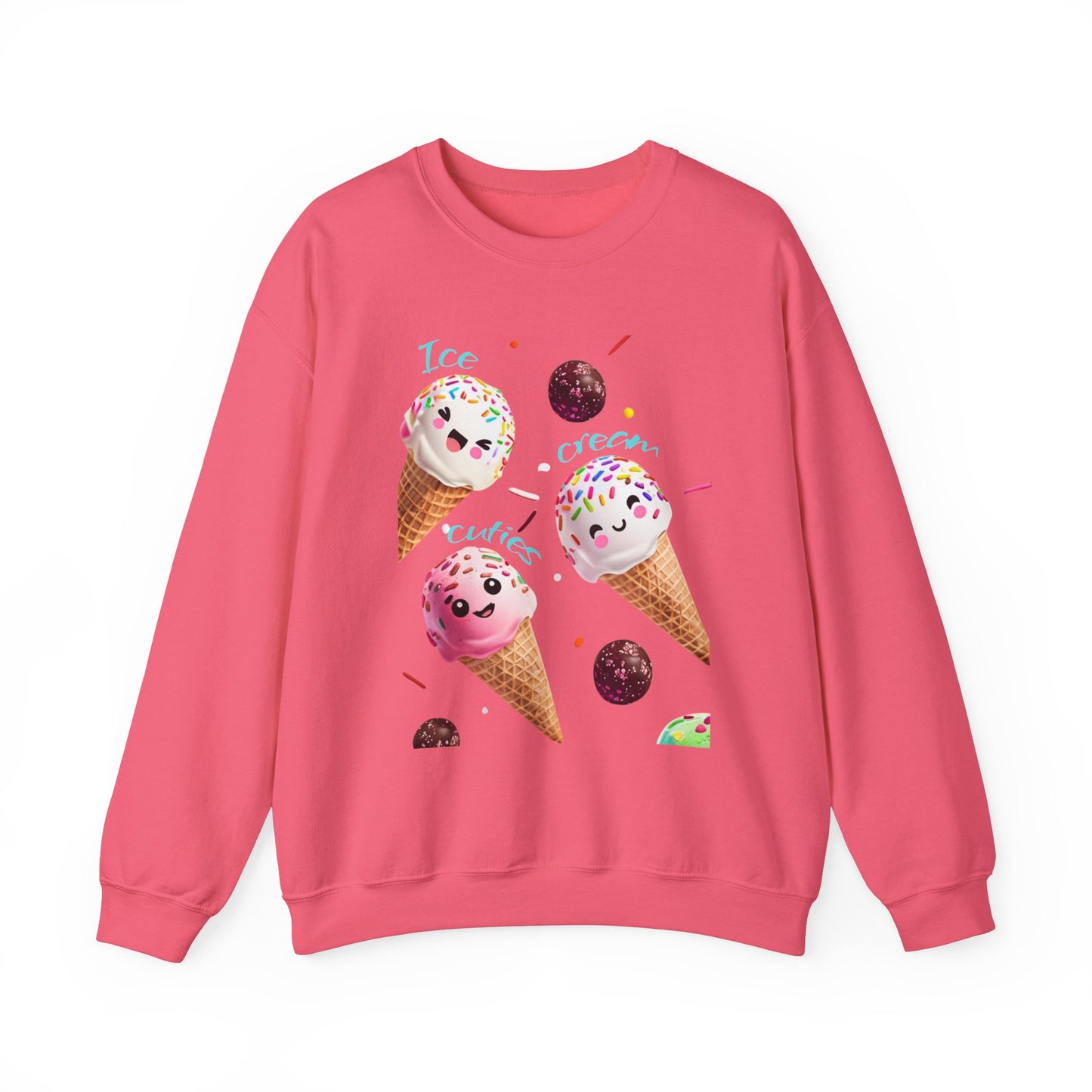 Bubblegum Bliss Pink Sweatshirt for Women – Cute Ice Cream Cone Sweet Treat Design