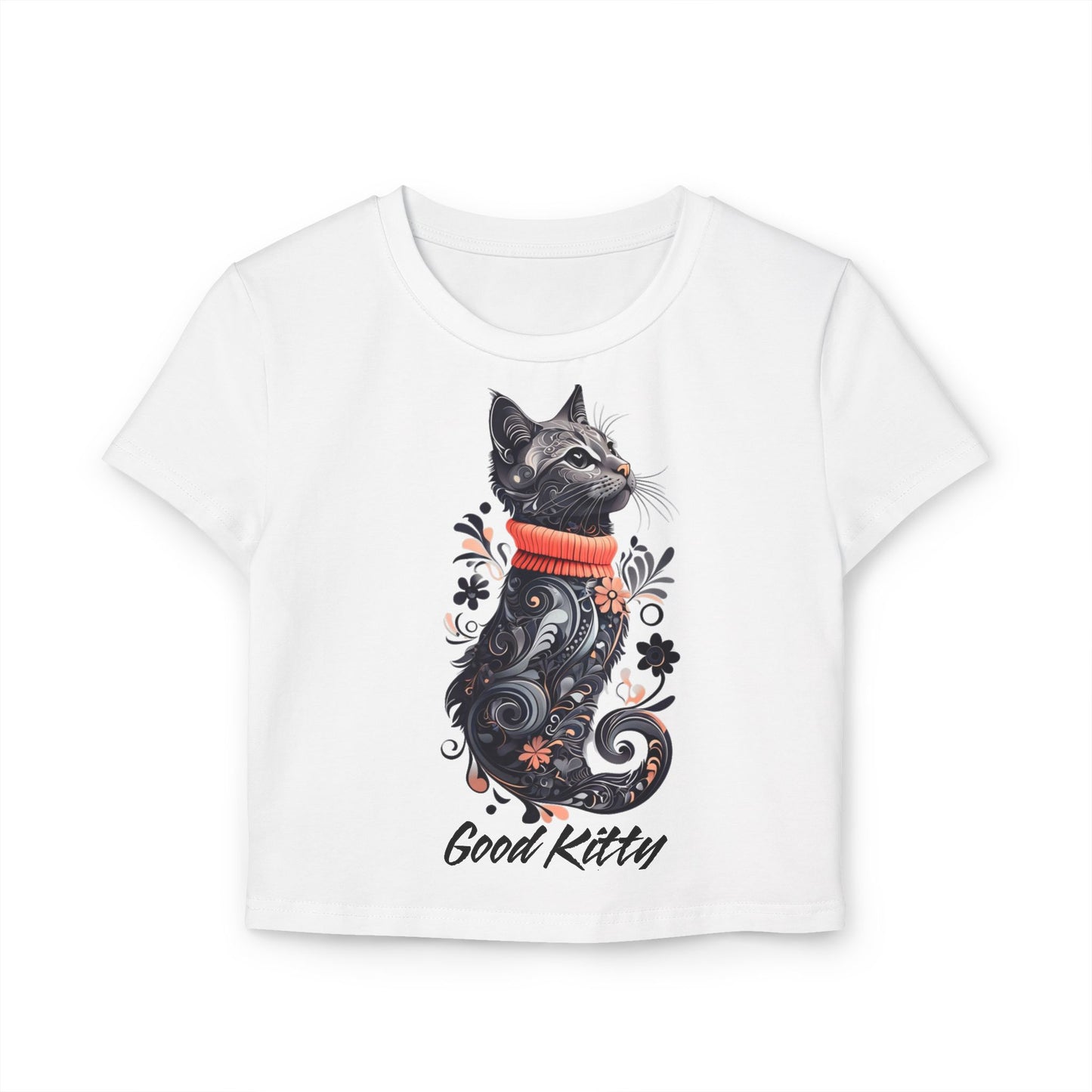 Good Kitty Women's Baby Tee – Playful Cat Design for Pet Lovers